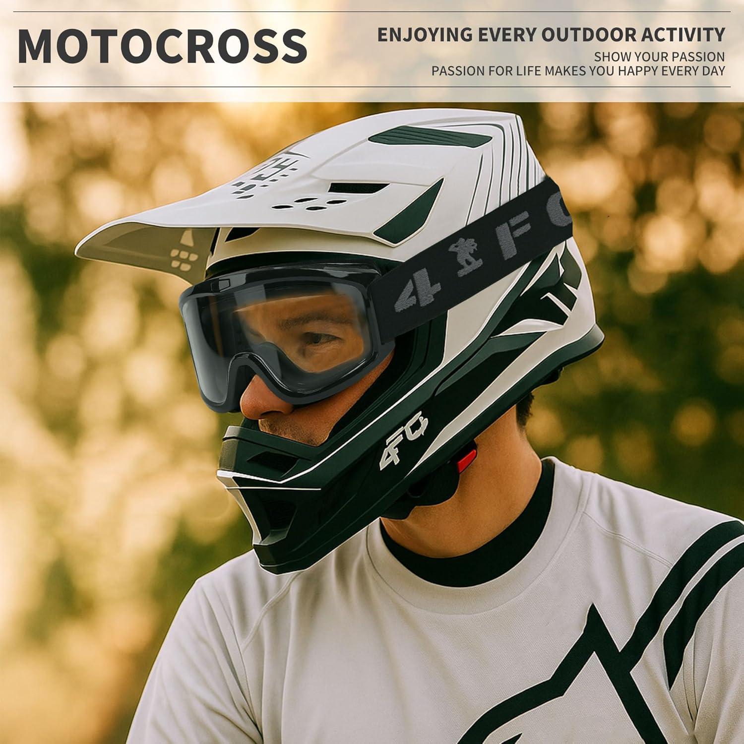 Gafas de Motocross 4-FQ con Lente Claro y Correa Antideslizante