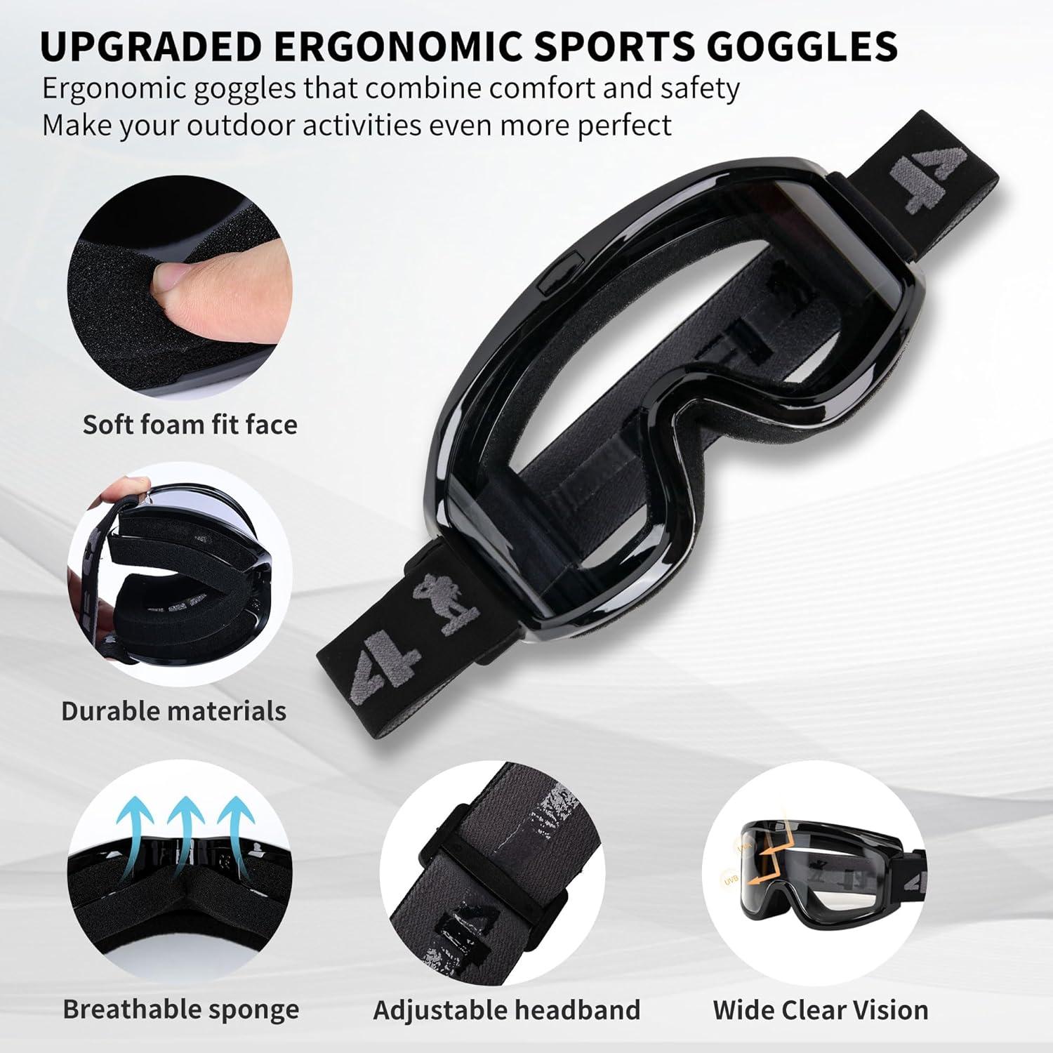 Gafas de Motocross 4-FQ con Lente Claro y Correa Antideslizante