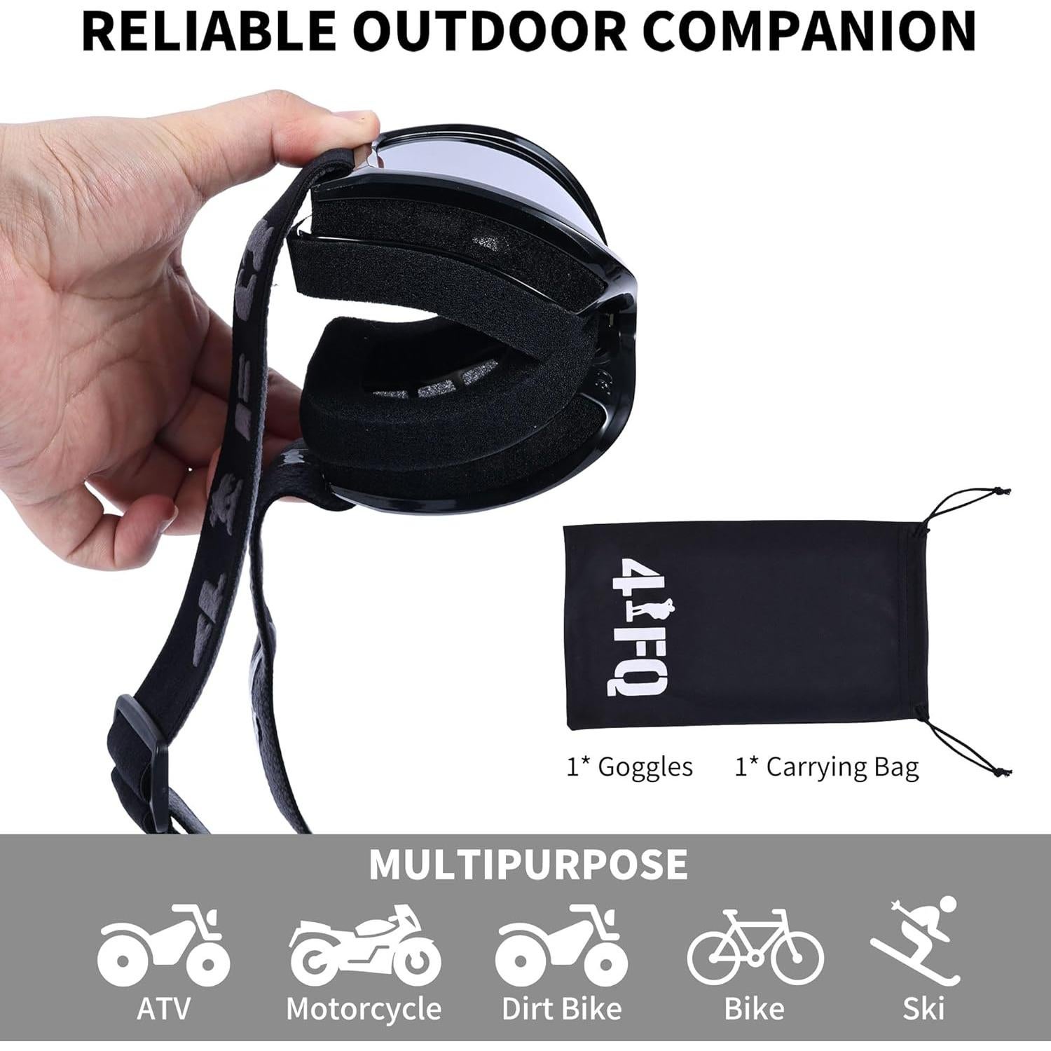 Gafas de Motocross 4-FQ con Lente Claro y Correa Antideslizante