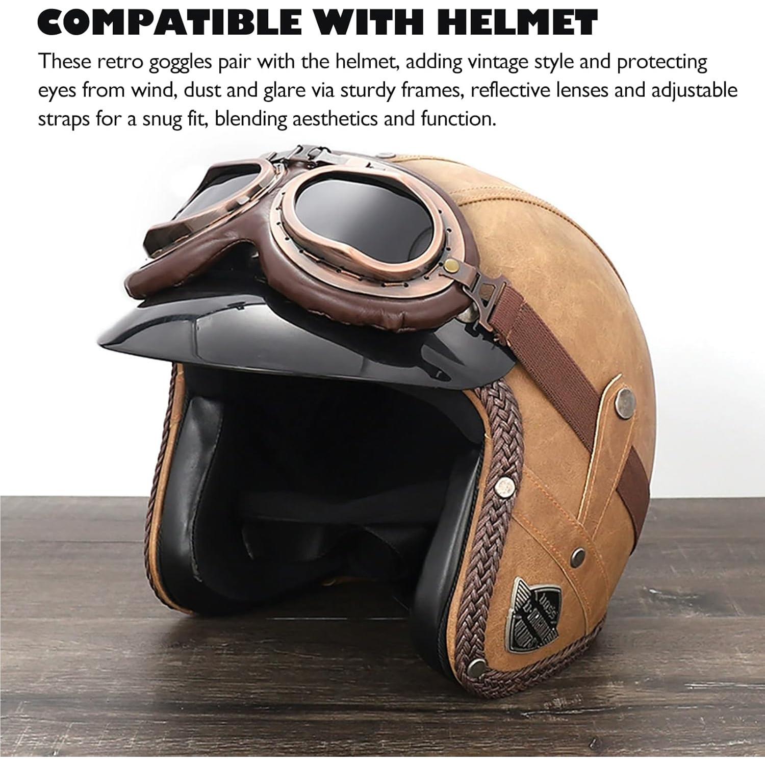 Gafas de Moto Vintage Peicees Aviador para Adultos Unisex