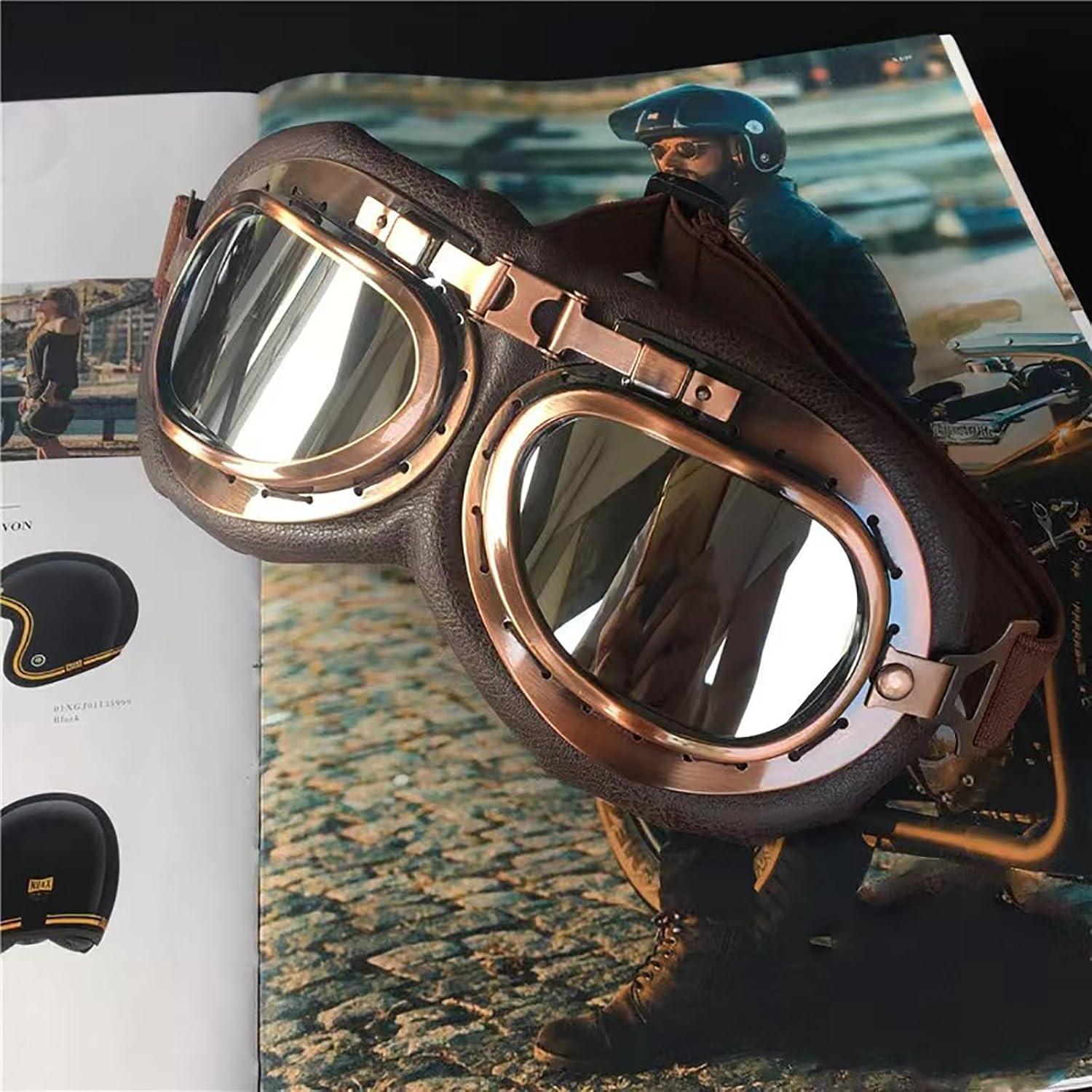 Gafas de Moto Vintage Peicees Aviador para Adultos Unisex