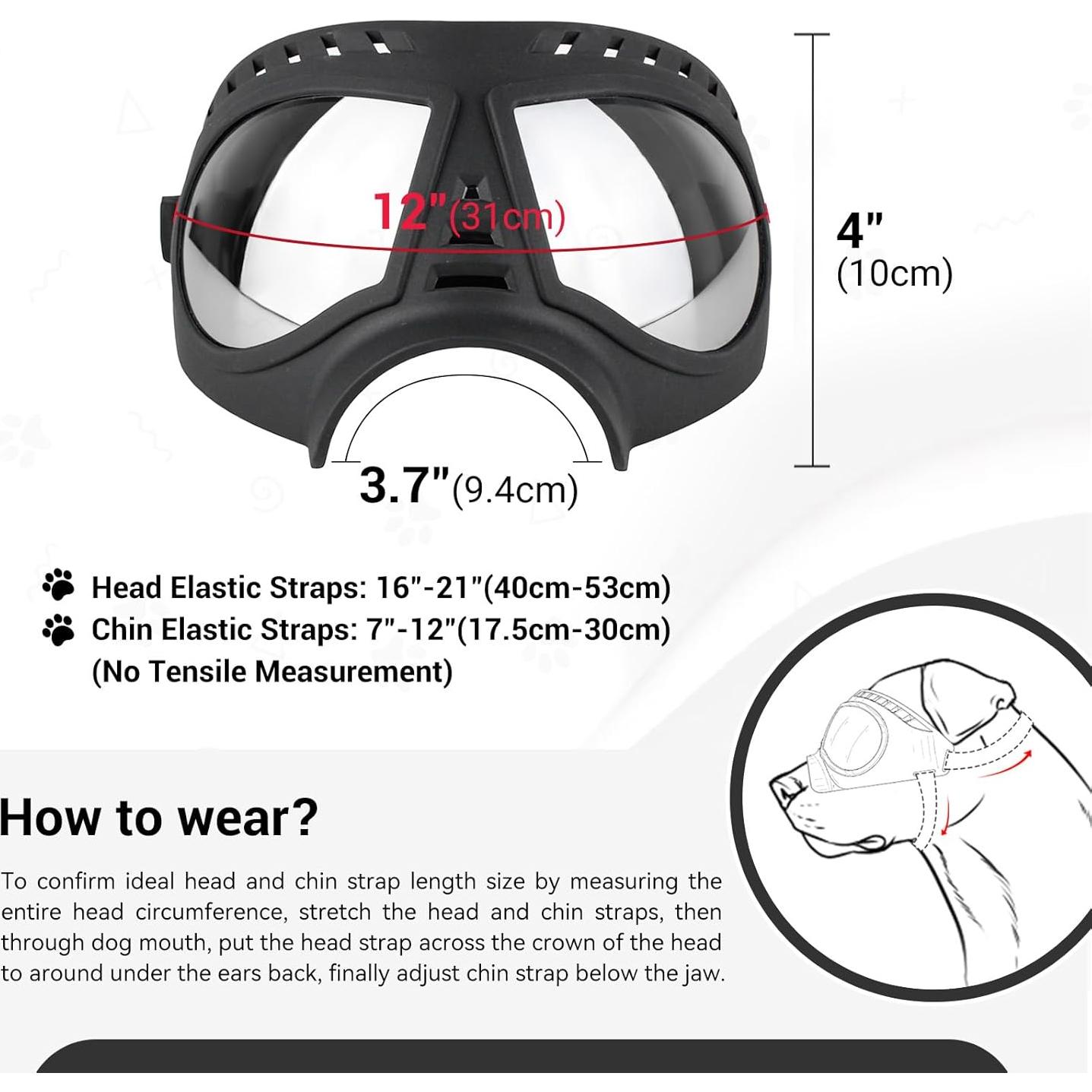 Gafas de sol para perros PETLESO UV400 - Protección ocular grande