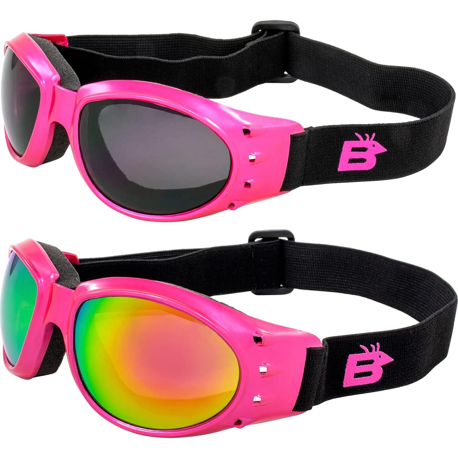 Gafas de moto Birdz Eyewear Eagle - 2 pares marcos rosas