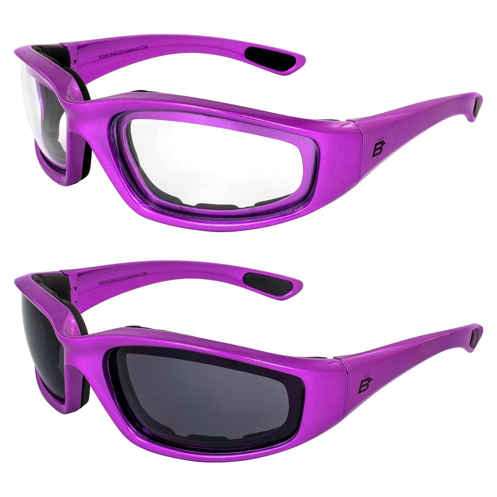 Gafas de sol acolchadas Birdz Oriole para motocicleta moradas