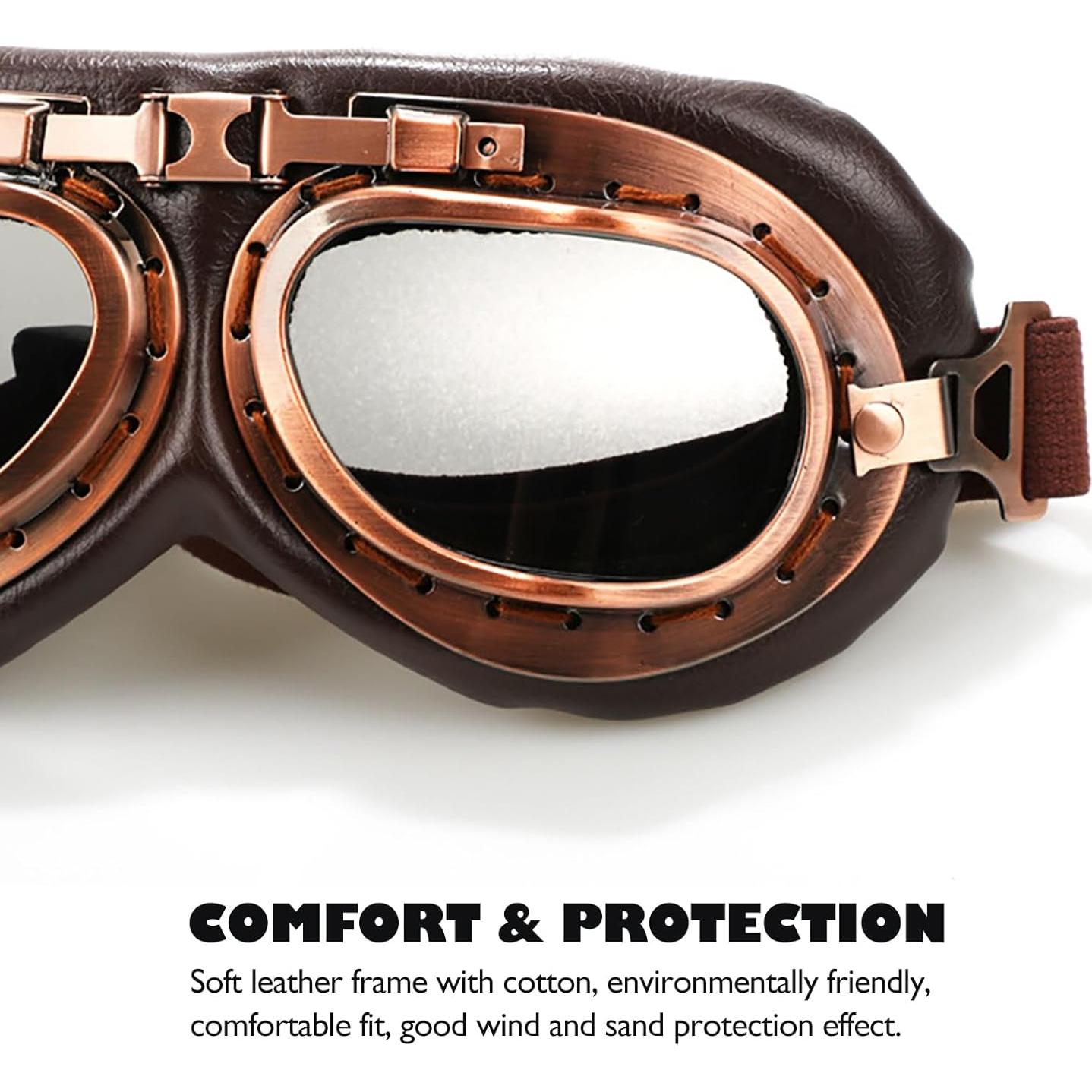 Gafas de casco vintage Peicees para motocicleta y bicicleta