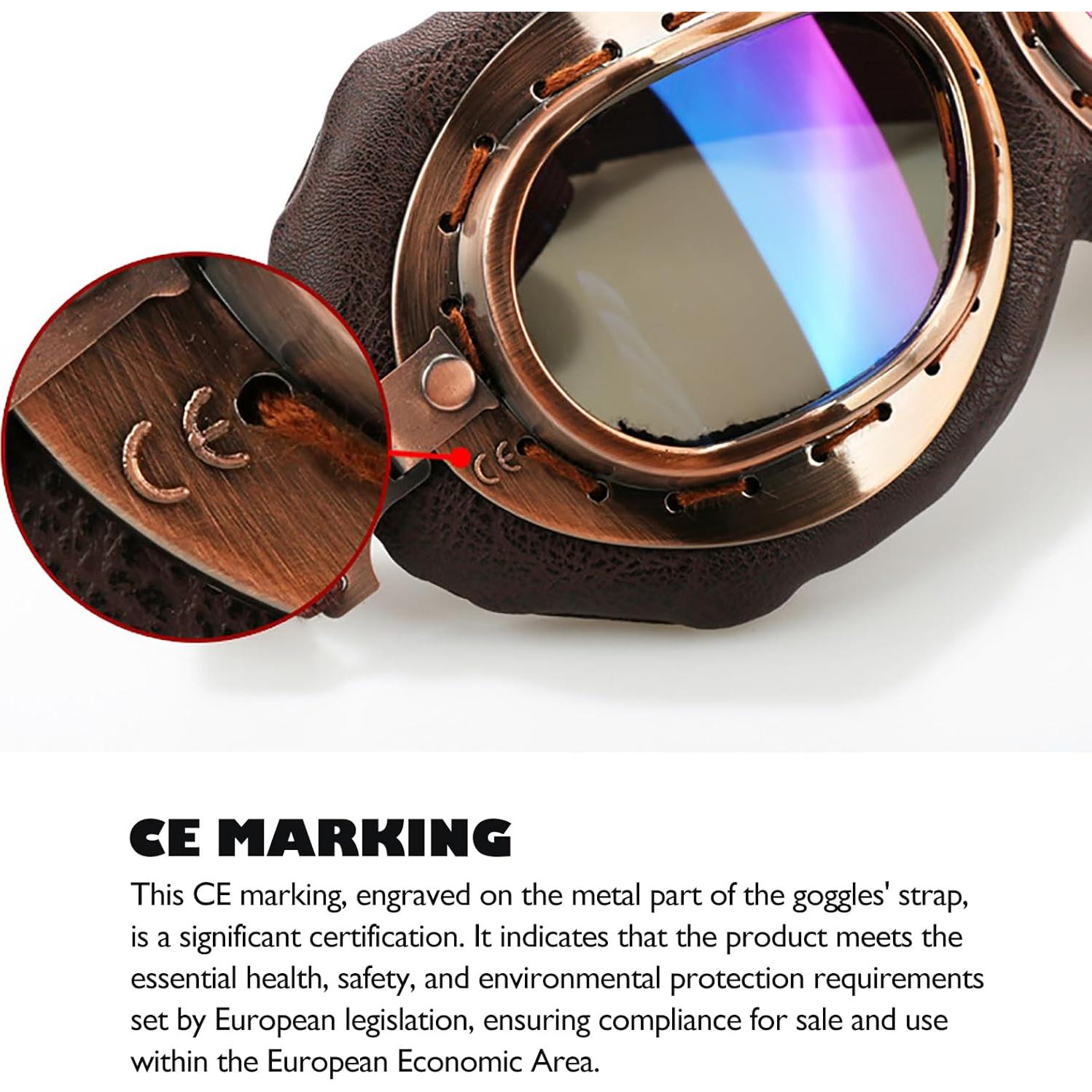 Gafas de casco vintage Peicees para motocicleta y bicicleta