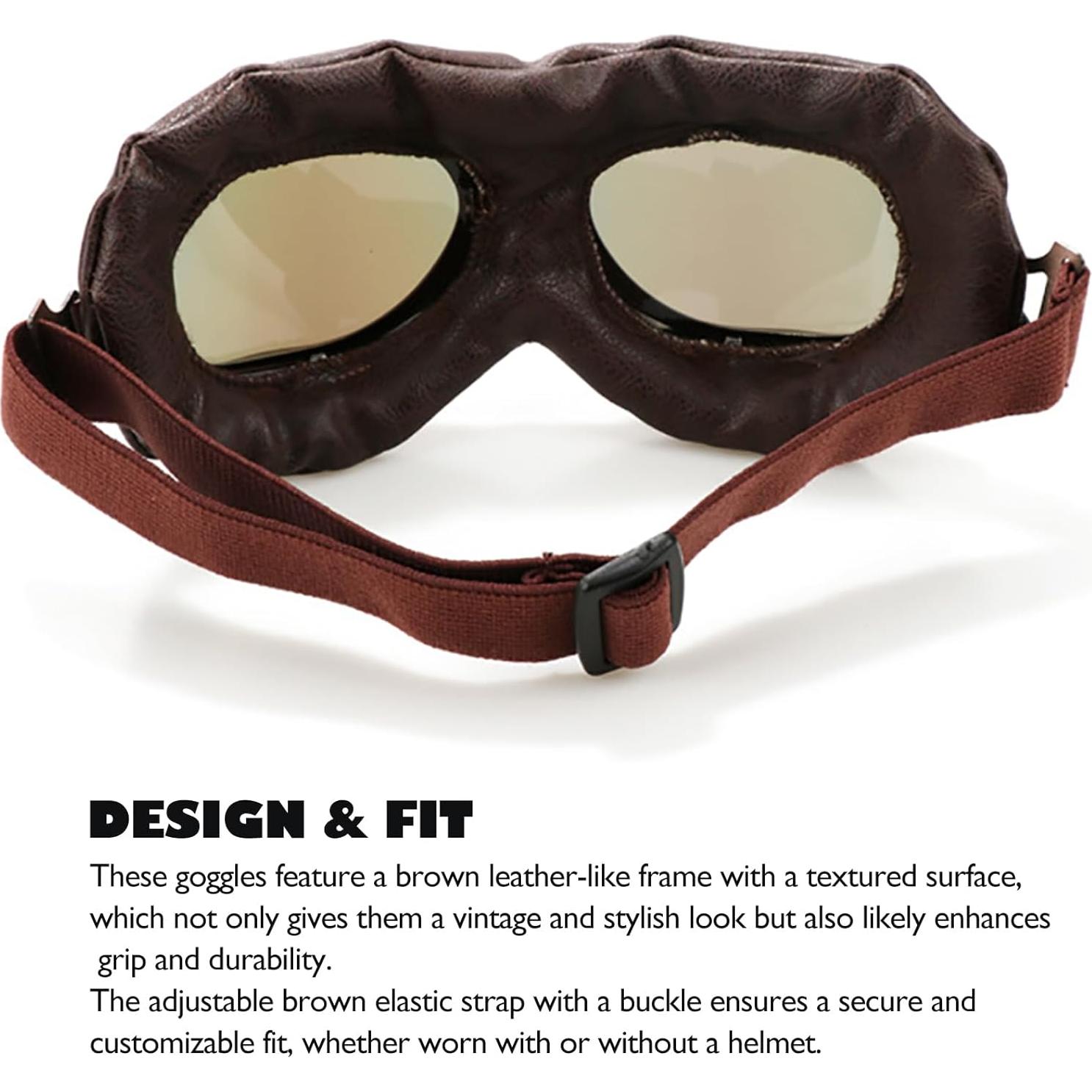 Gafas de casco vintage Peicees para motocicleta y bicicleta