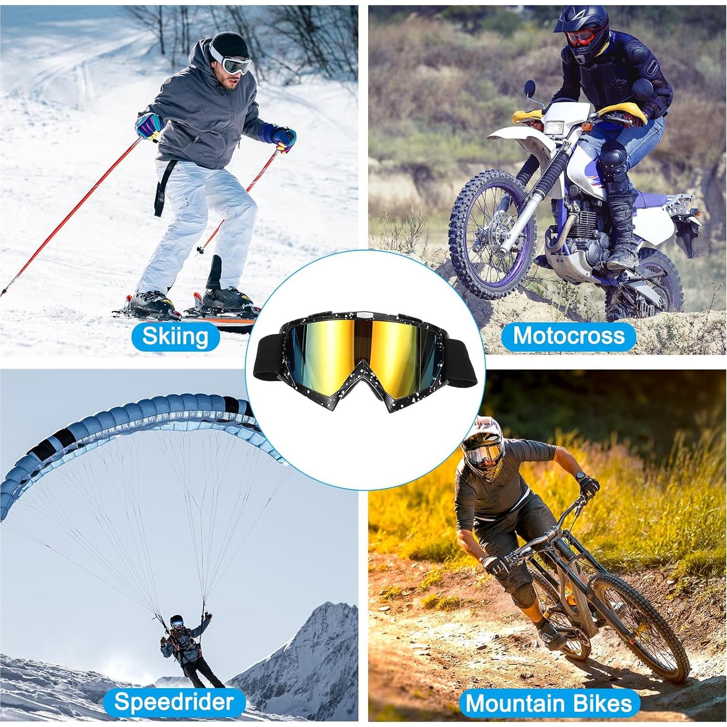 Gafas de Moto PATIKIL ATV y Esquí Antiviento 17.5x10cm