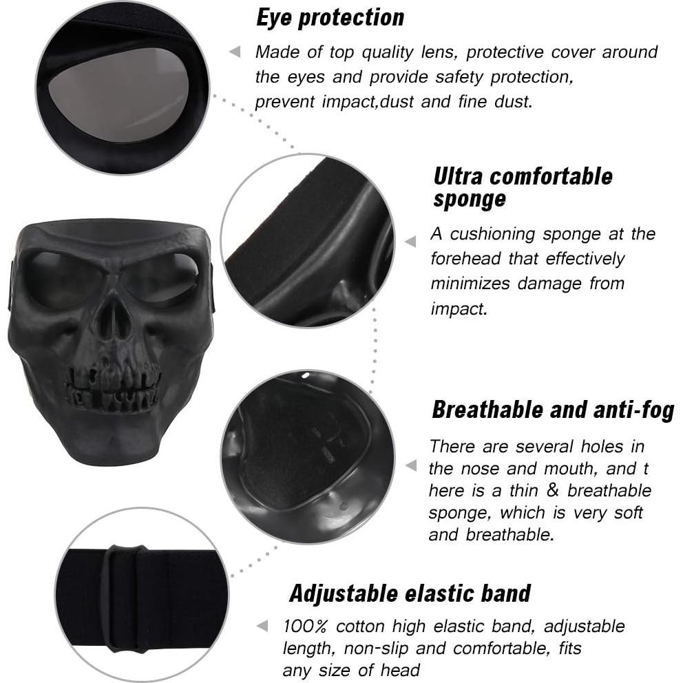 Máscara de Calavera Flantor para Airsoft y Paintball - Negro