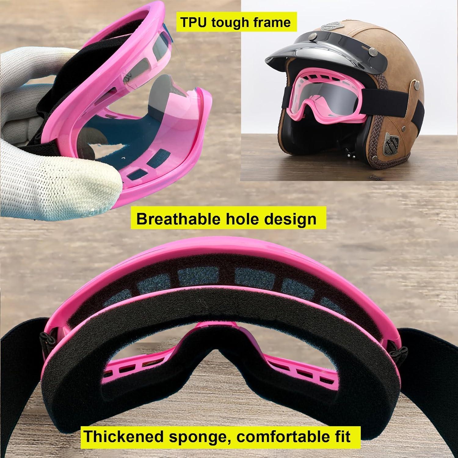 Gafas de Motocross para Niños ATV Rosa con Protección UV