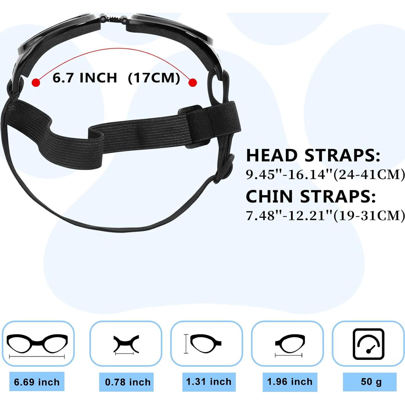 Gafas de sol para perros QUMY - Protección UV y viento, Negro