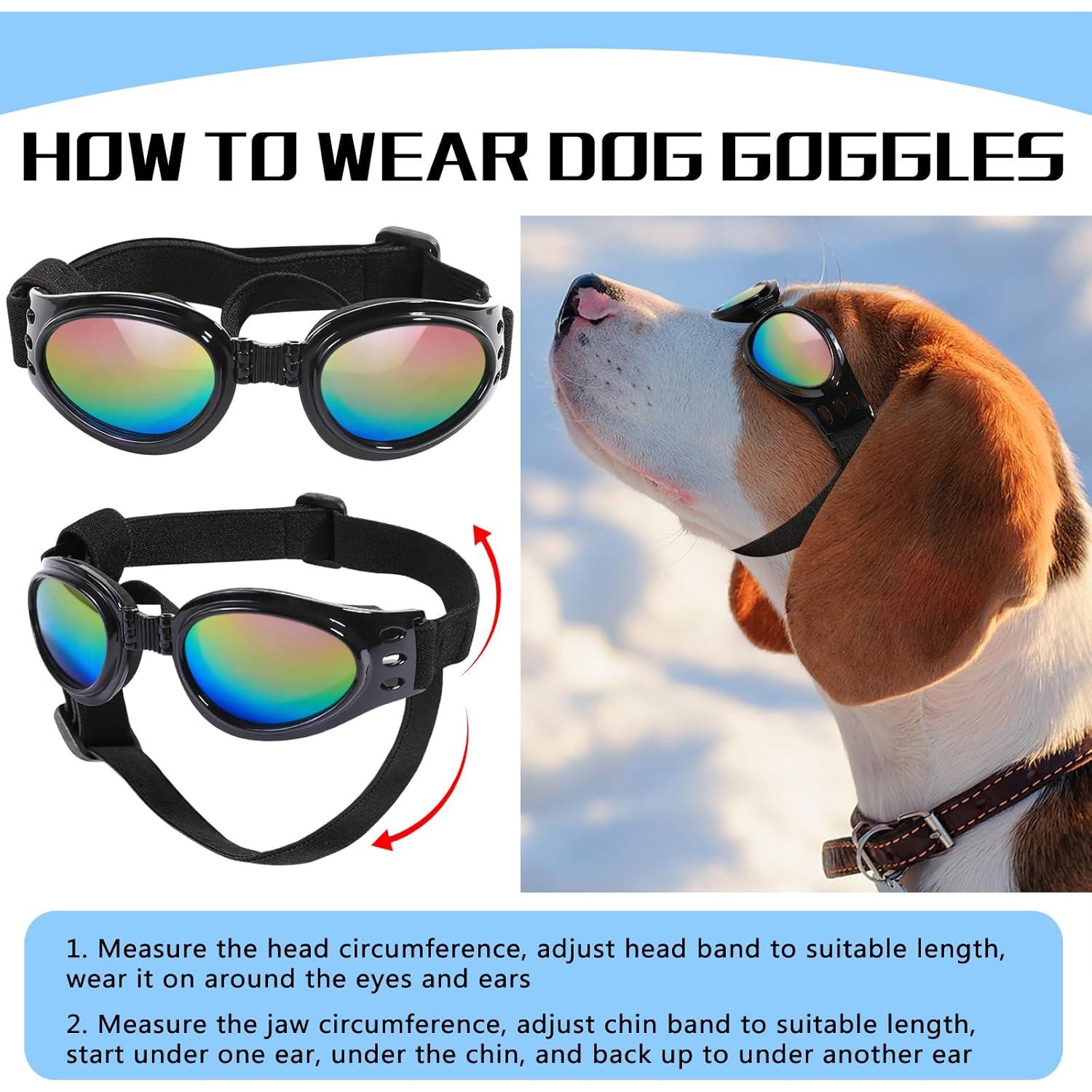 Gafas de sol para perros QUMY - Protección UV y viento, Negro