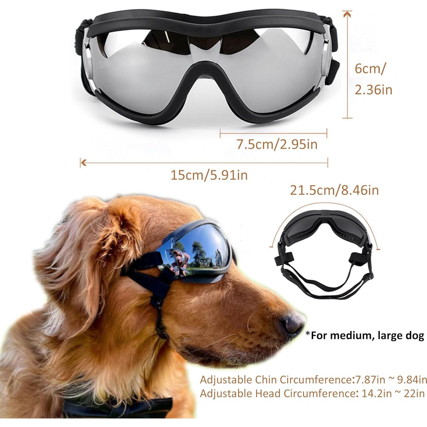 Gafas de sol para perros grandes Muejjur - Protección UV, a prueba de viento y agua