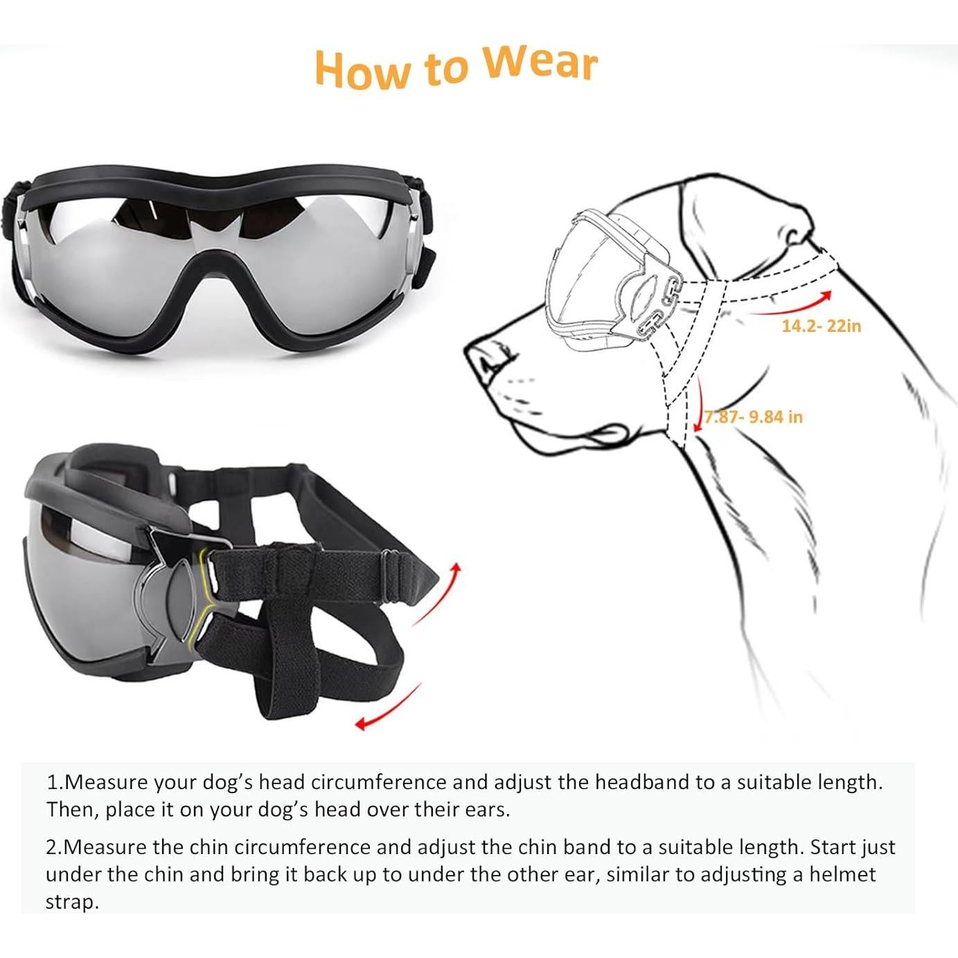 Gafas de sol para perros grandes Muejjur - Protección UV, a prueba de viento y agua