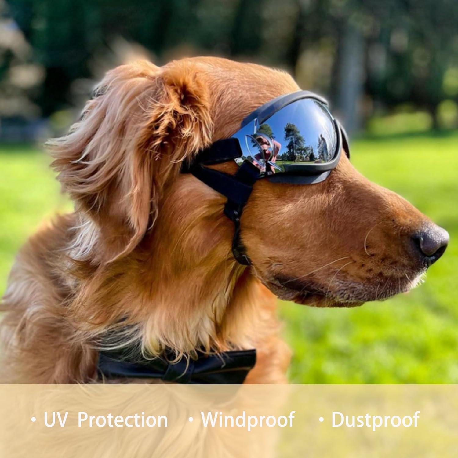 Gafas de sol para perros grandes Muejjur - Protección UV, a prueba de viento y agua