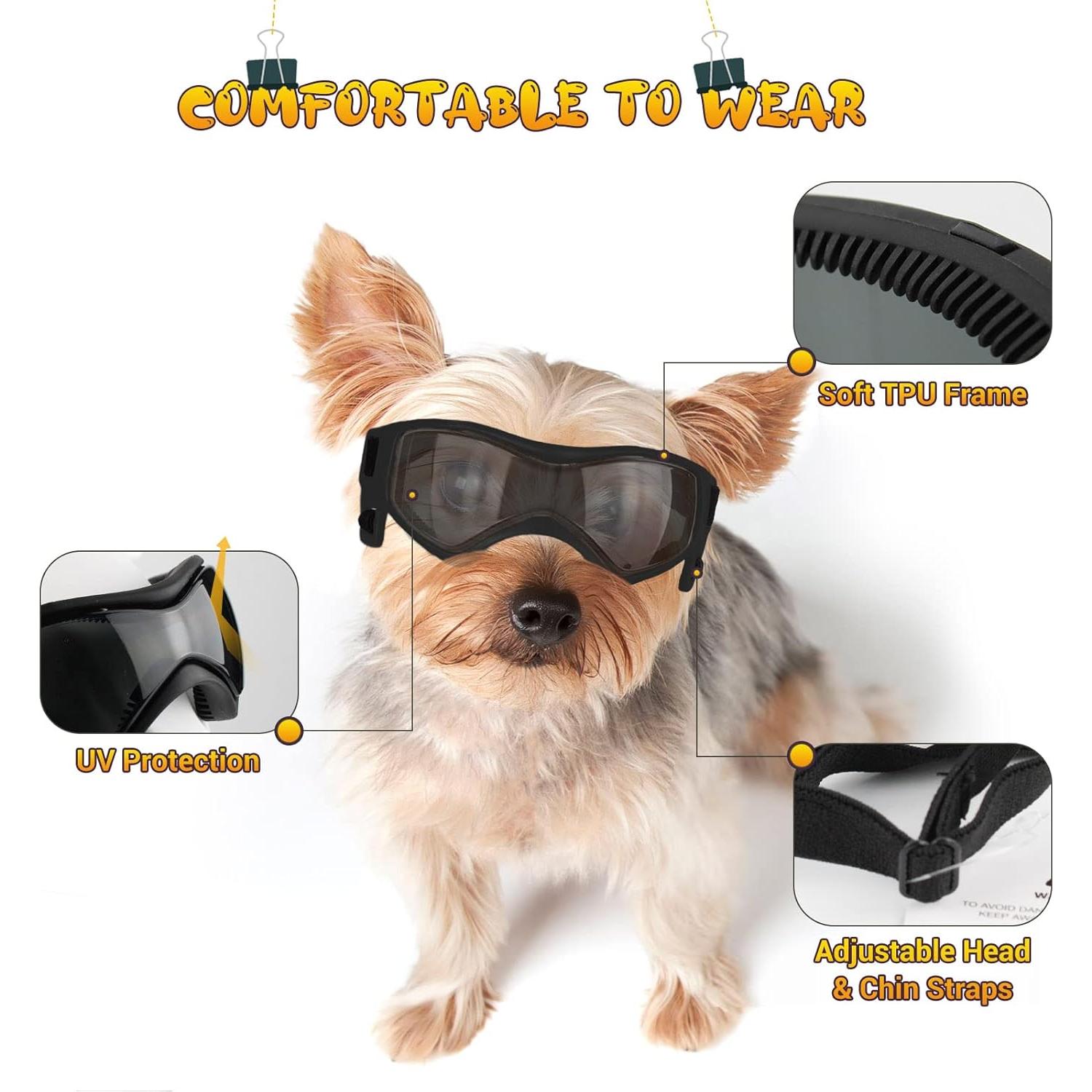 Gafas de sol para perros PETLESO Medianas UV Protección Negra