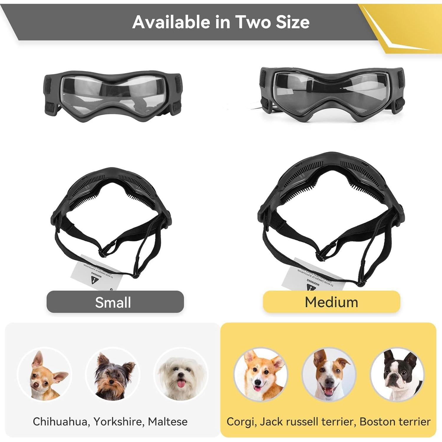 Gafas de sol para perros PETLESO Medianas UV Protección Negra
