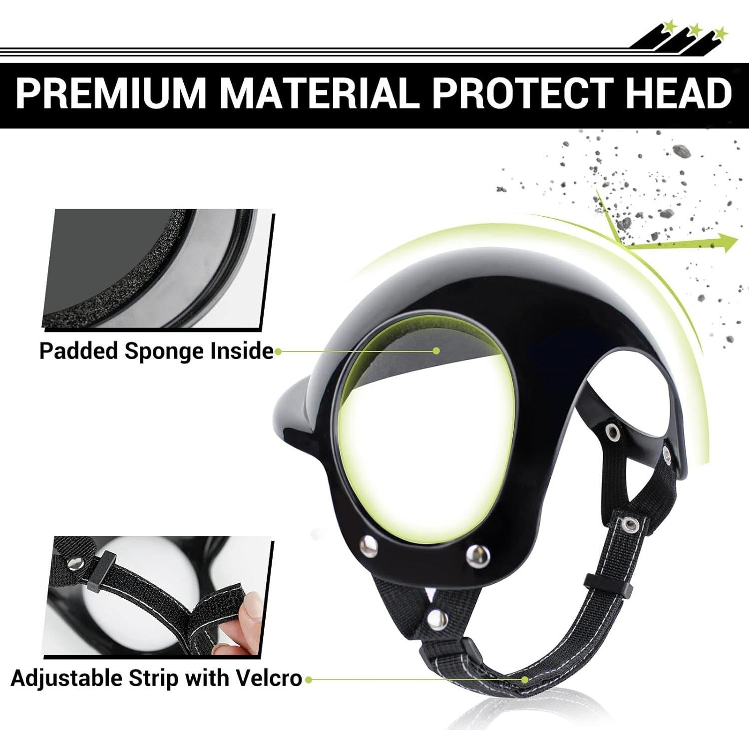 Conjunto Gafas y Casco para Perros BillionChains Negro