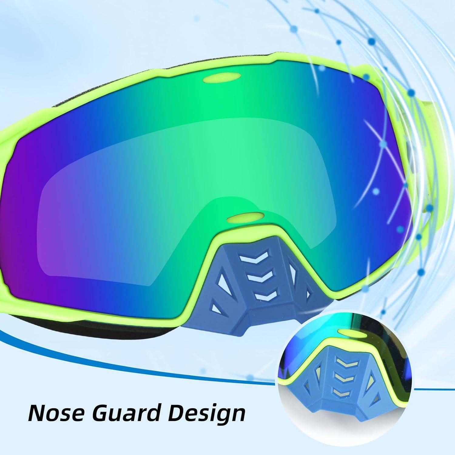 Gafas de Motocross UV Protección - Marco Verde Lente Azul