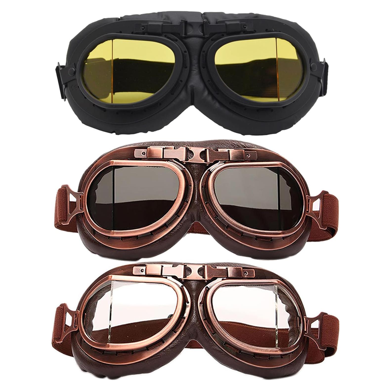 Paquete de 3 Gafas Vintage Peicees para Motocicleta y Bicicleta