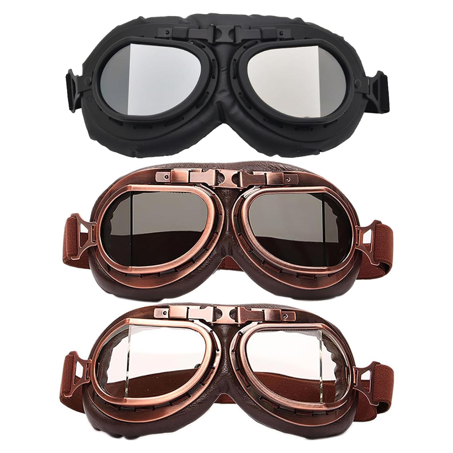 Paquete de 3 Gafas Vintage Peicees para Motocicleta y Ciclismo