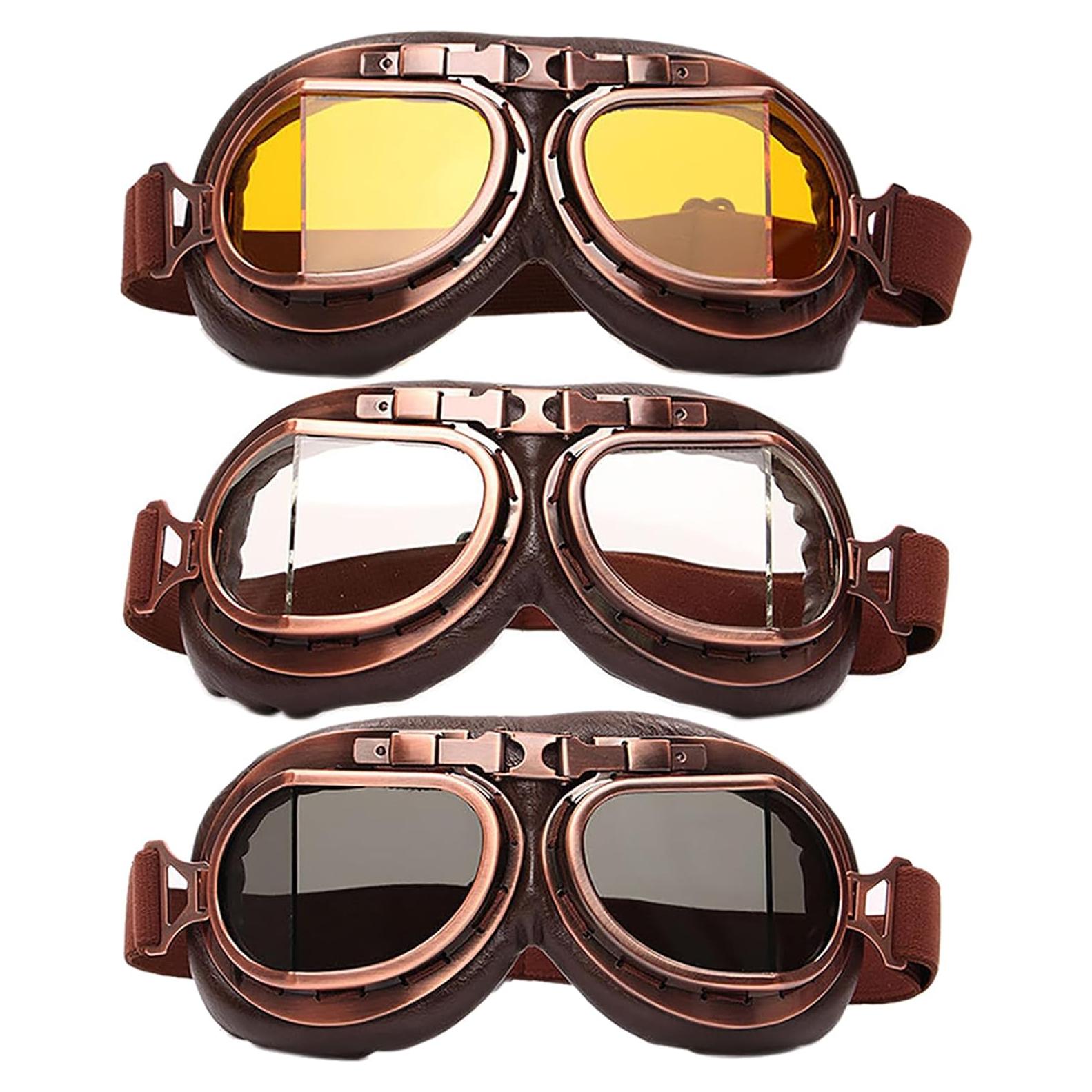 Paquete de 3 Gafas Vintage Peicees para Motocicleta y Bicicleta