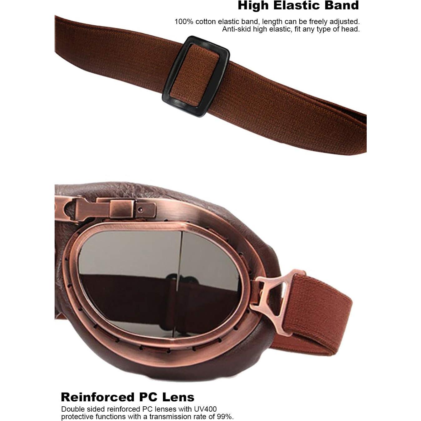 Paquete de 3 Gafas Vintage Peicees para Motocicleta y Bicicleta