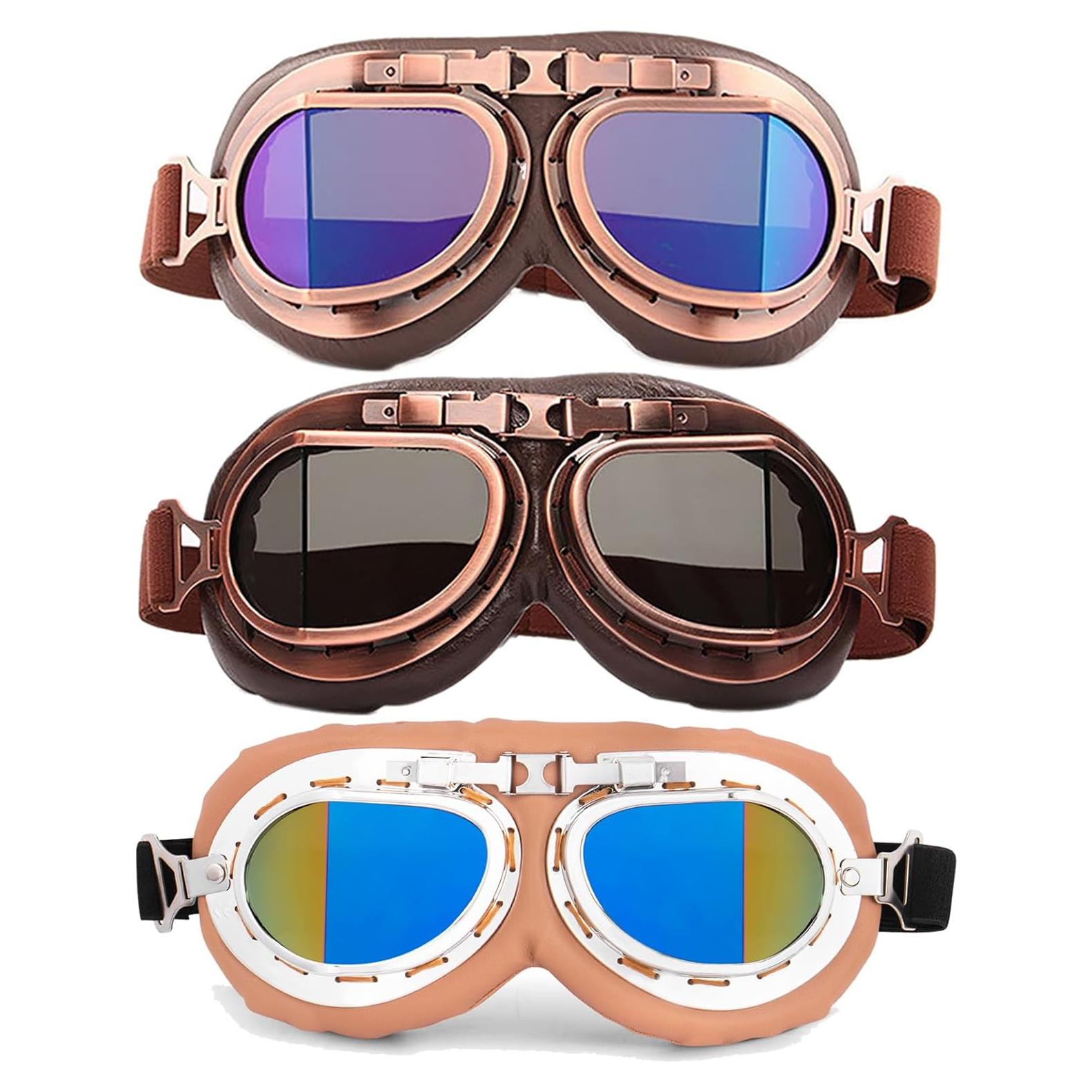 Pack de 3 Gafas Vintage Peicees para Motocicleta y Bicicleta