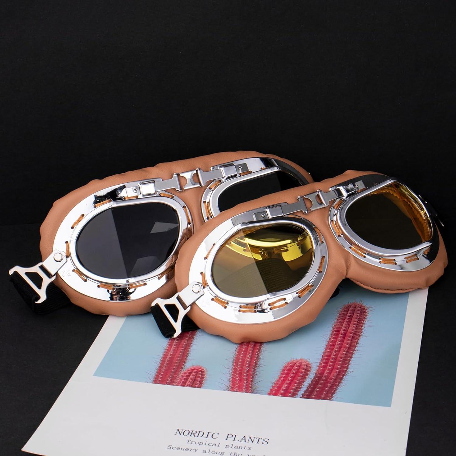 Paquete de 2 Gafas Vintage Peicees para Motocicleta y Bicicleta
