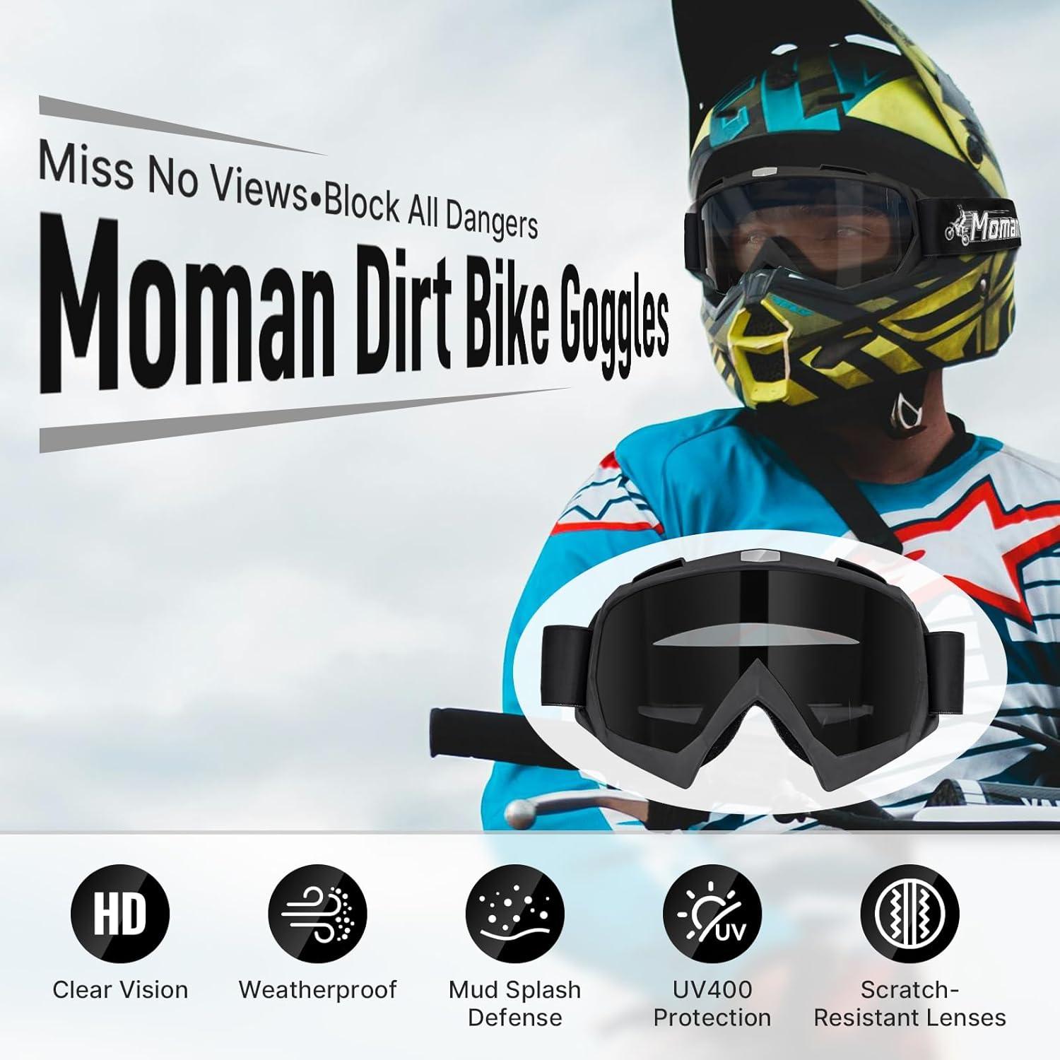 Gafas de Motocross Moman UV400 para Adultos - Vista Panorámica