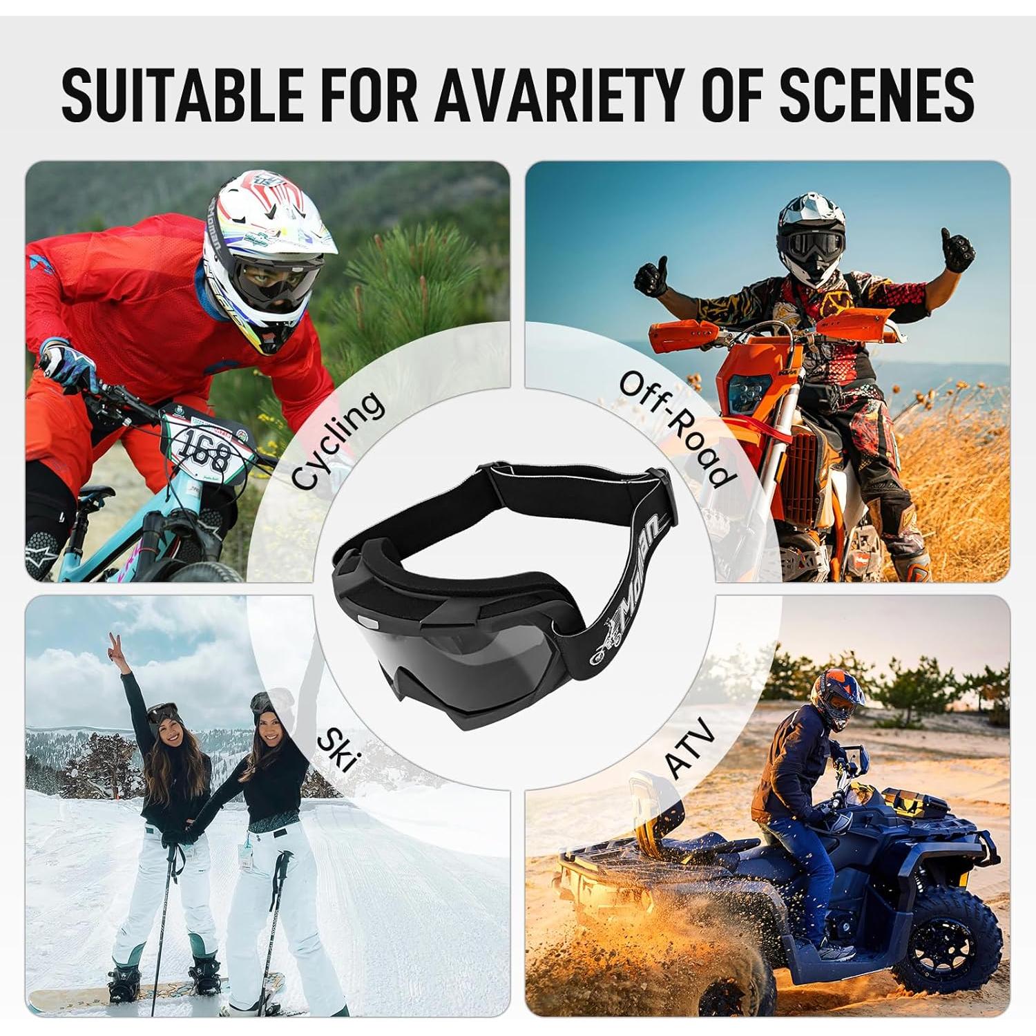 Gafas de Motocross Moman UV400 para Adultos - Vista Panorámica