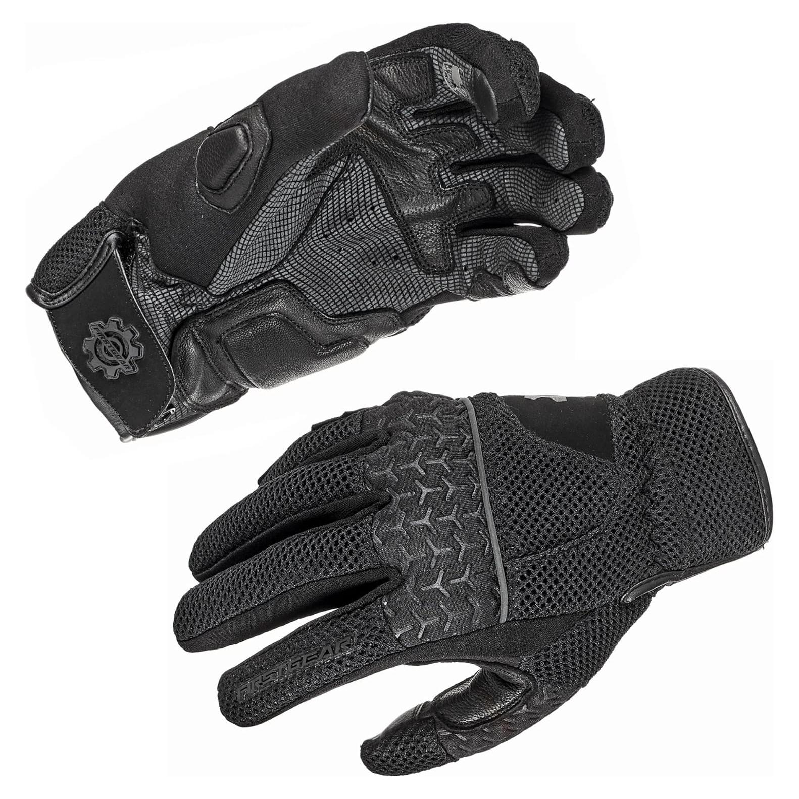 Guantes de Motocicleta FirstGear Rush Air Hombre Negro Grande