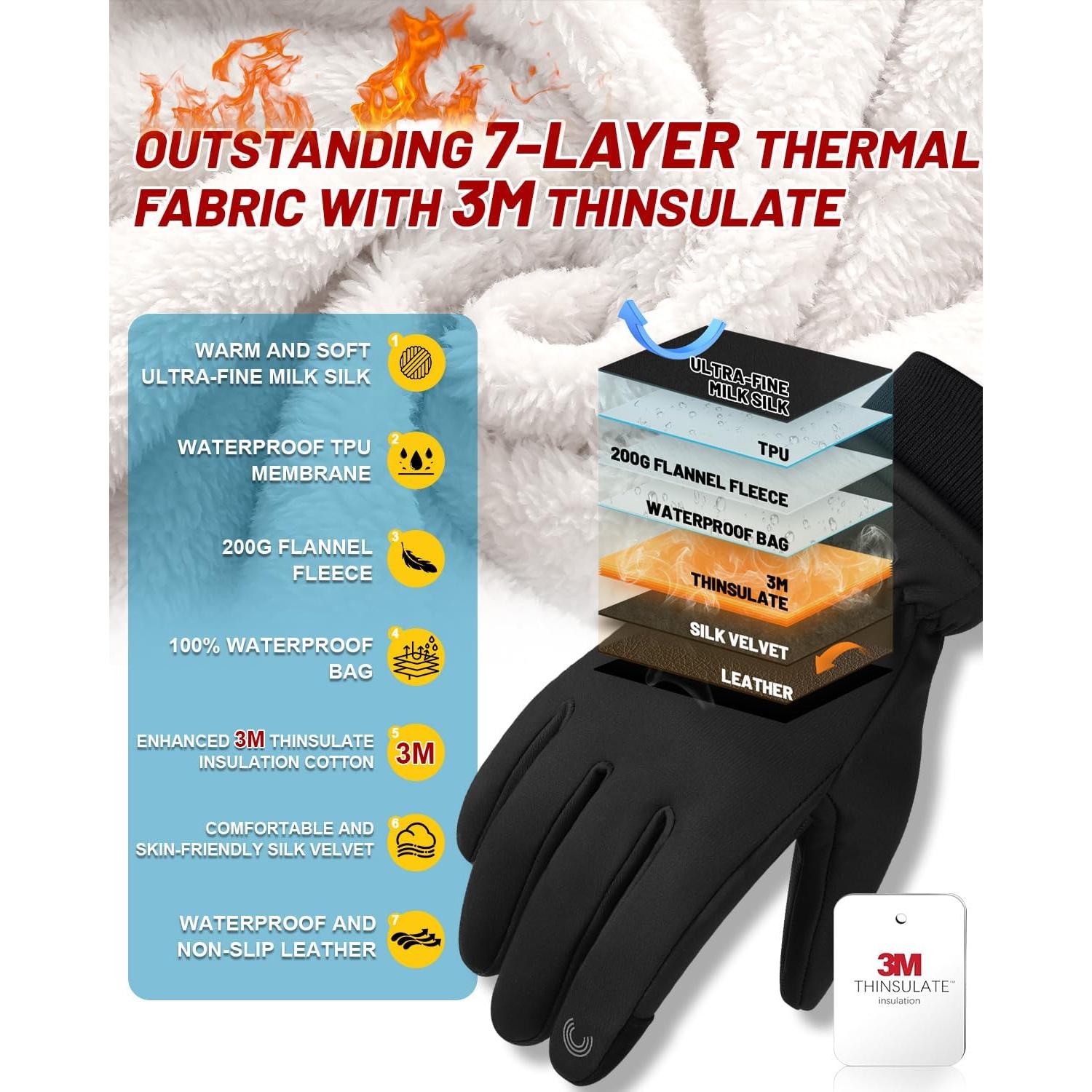 Guantes de Invierno Impermeables RIGWARL Térmicos 3M - Negro