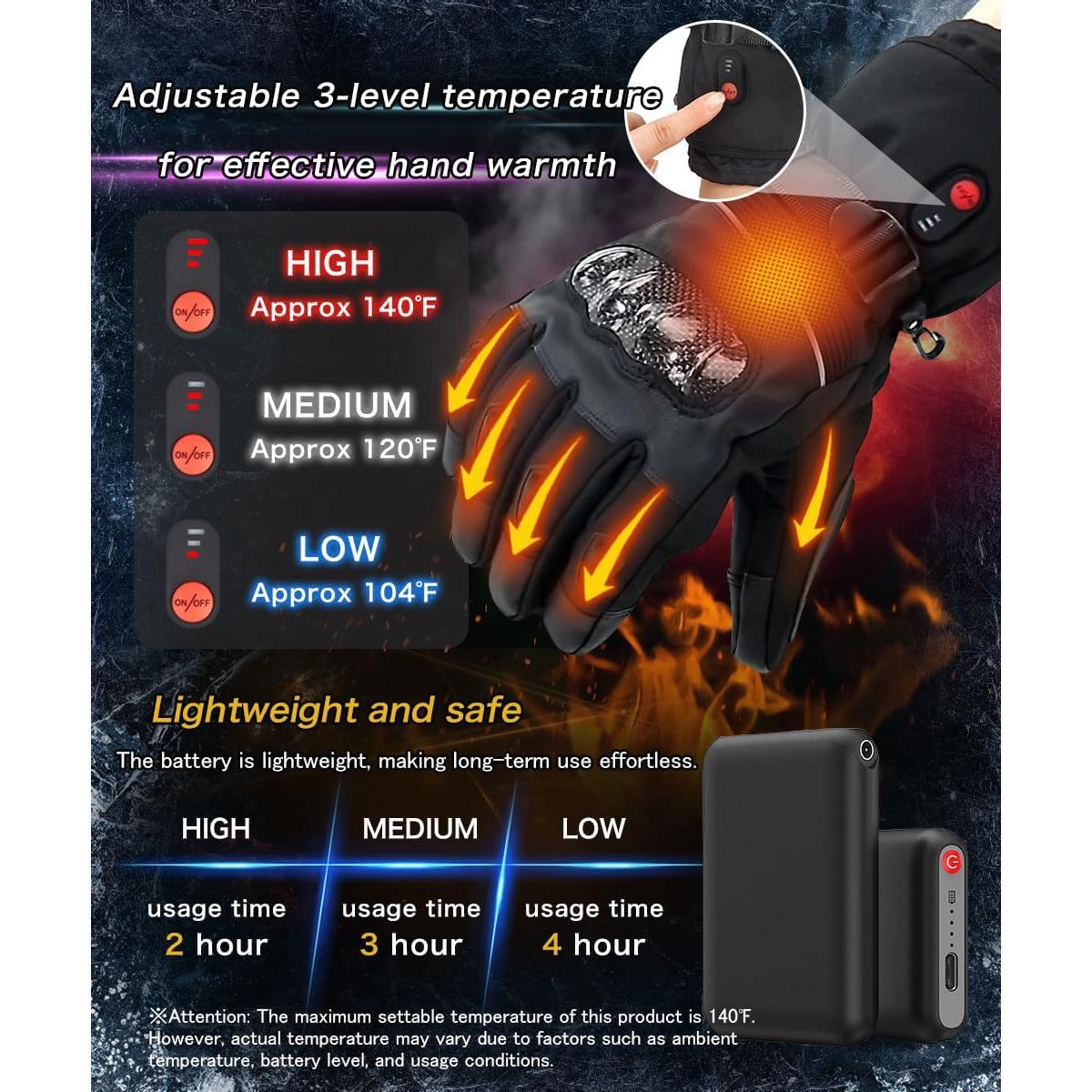 Guantes calefaccionados ERKEQN 7.4V impermeables unisex