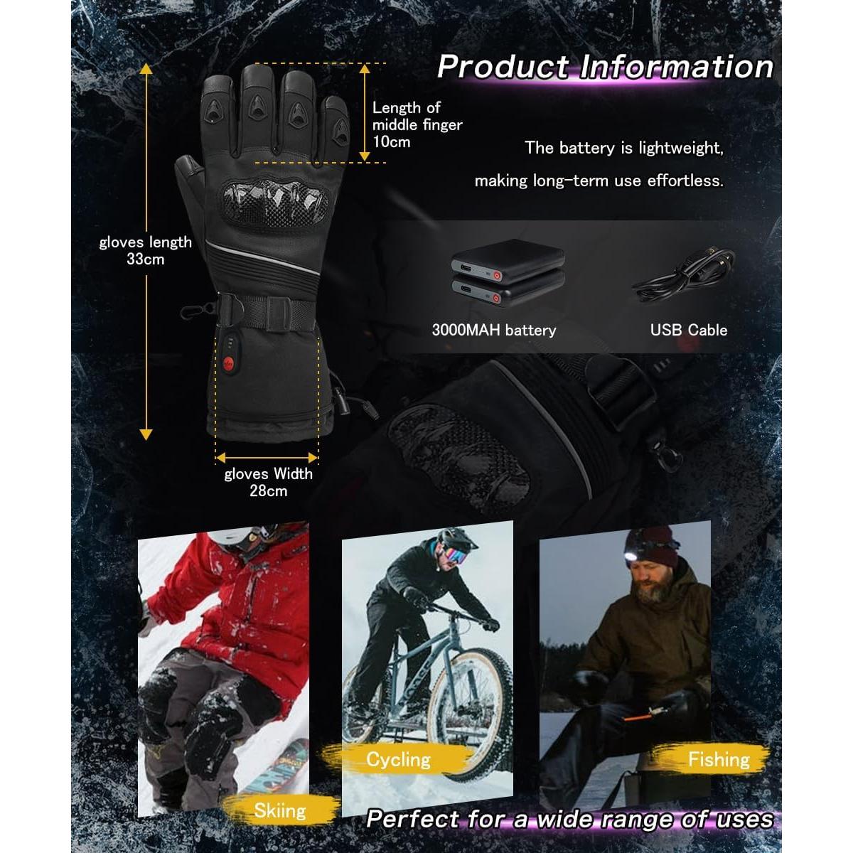 Guantes calefaccionados ERKEQN 7.4V impermeables unisex