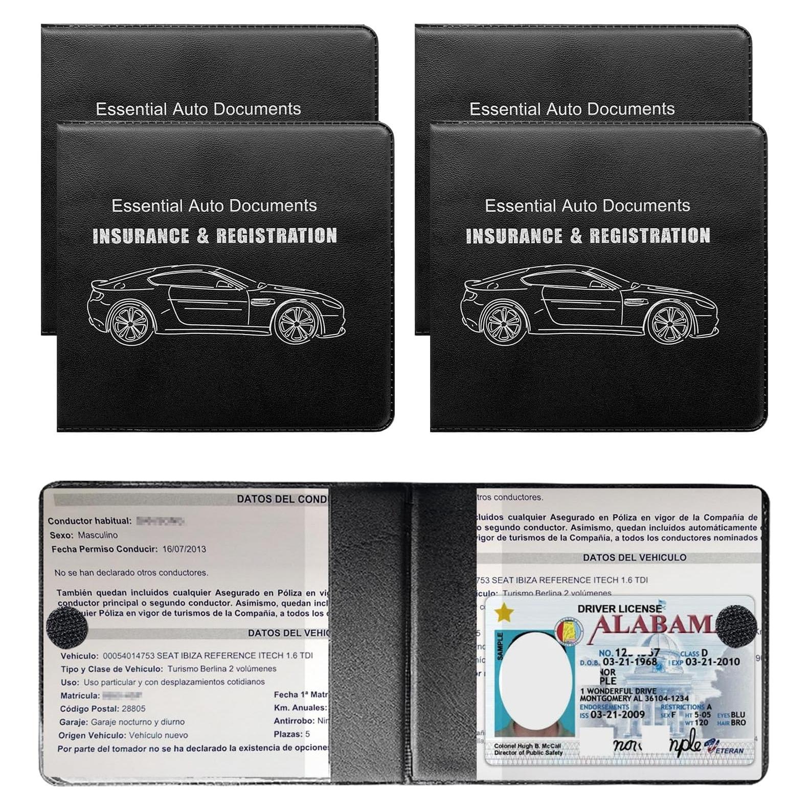 Soporte de Registro de Automóvil Yourkar 4PCS Negro PVC