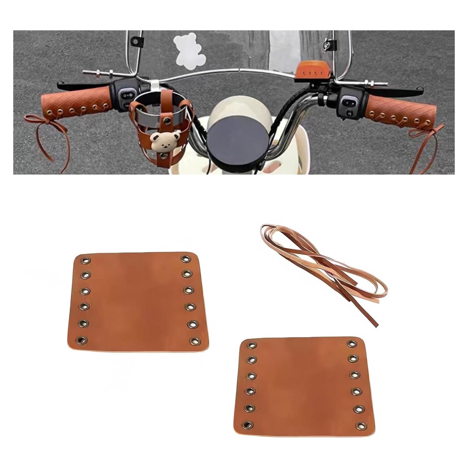 Agarraderas de Manillar de Motocicleta Diamall 2 PCS Cuero PU Marrón