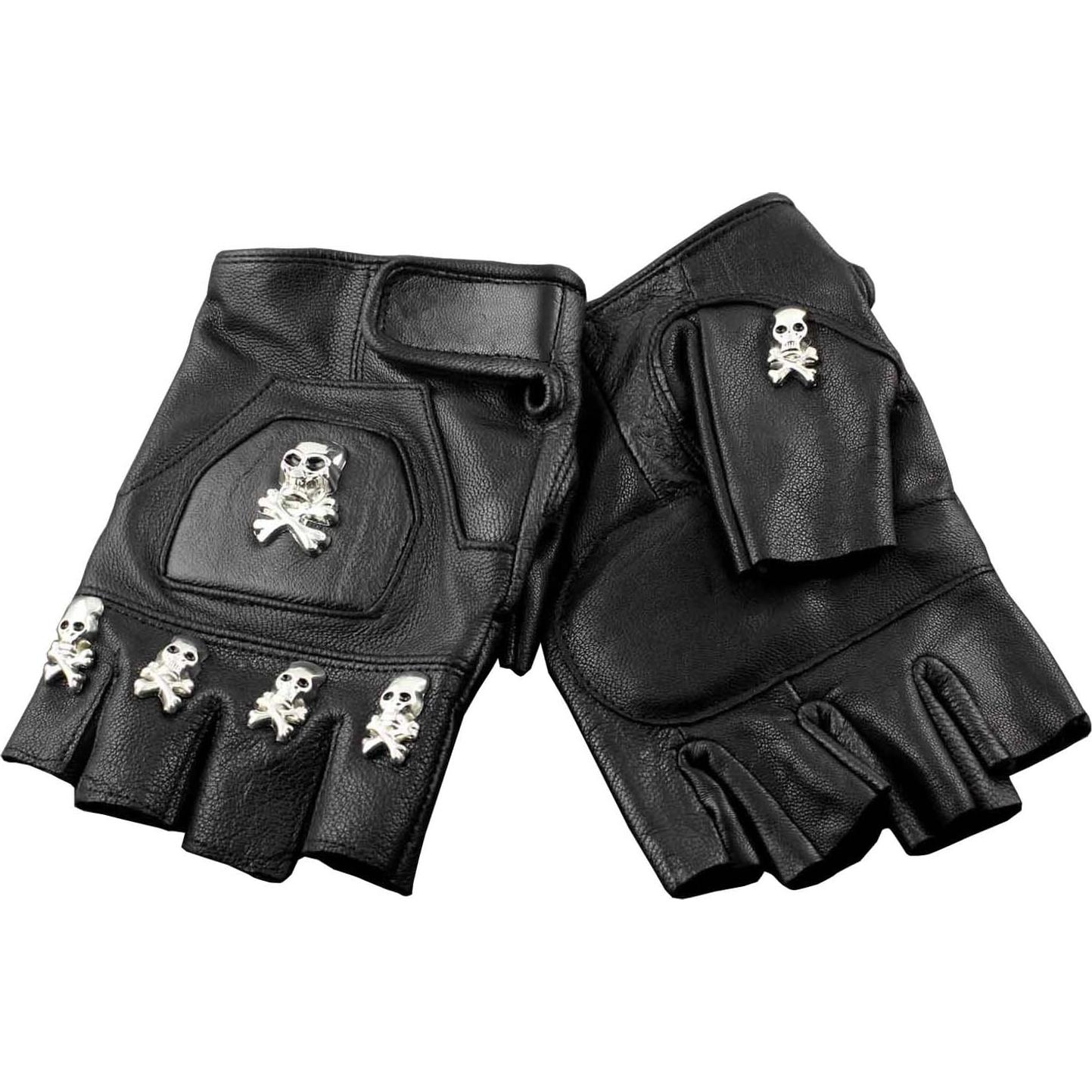 Guantes de Cuero Real Vogueteen para Motocicleta Sin Dedos
