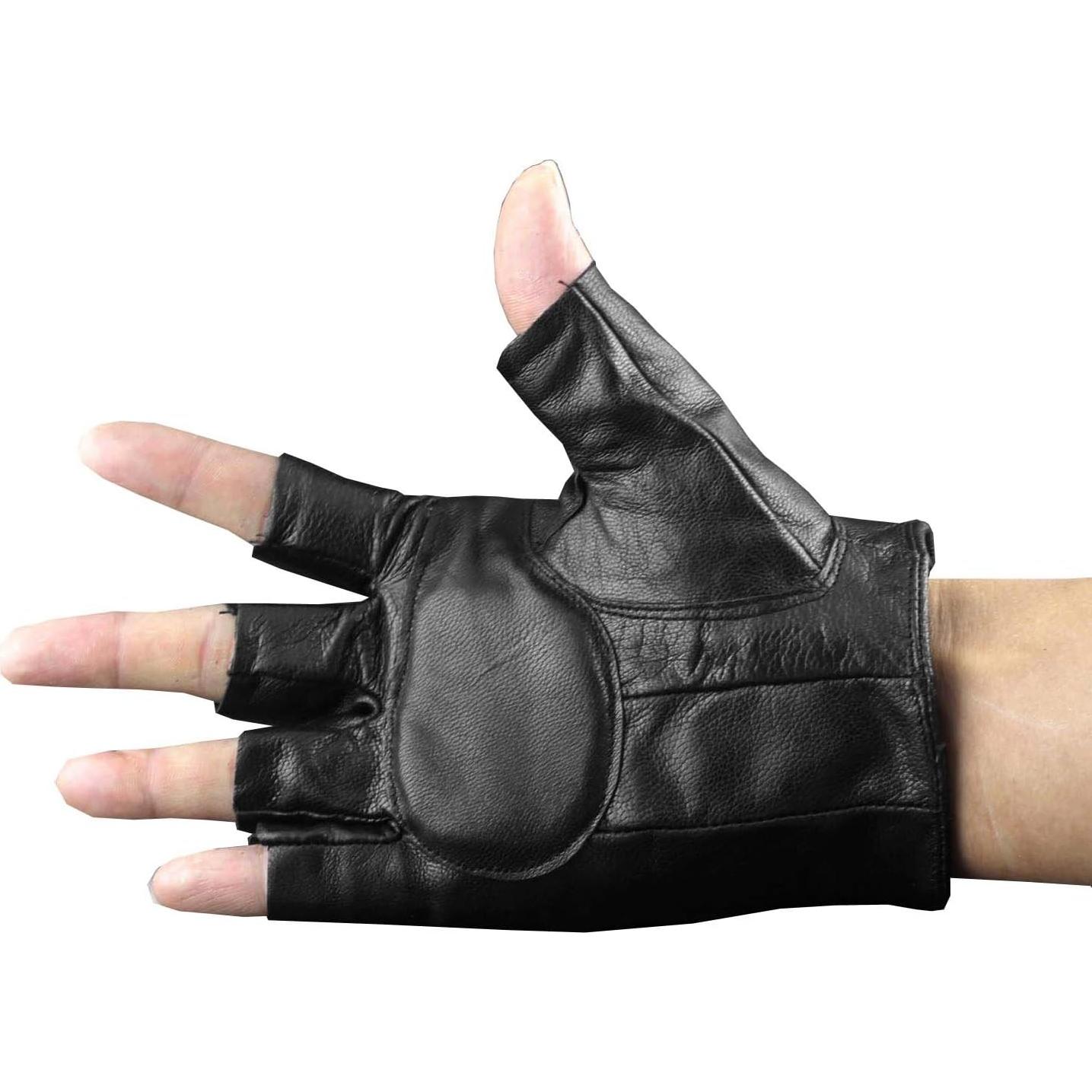 Guantes de Cuero Real Vogueteen para Motocicleta Sin Dedos