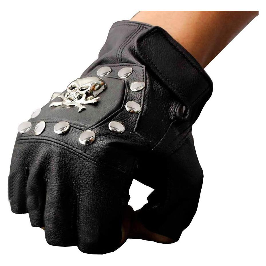 Guantes góticos de calavera steampunk cuero negro talla única