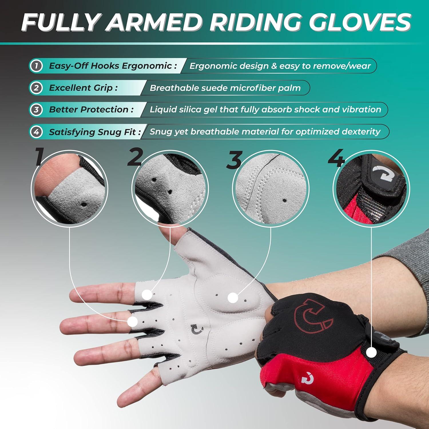 Guantes de Ciclismo GEARONIC MTB Acolchados Rojo Talla L