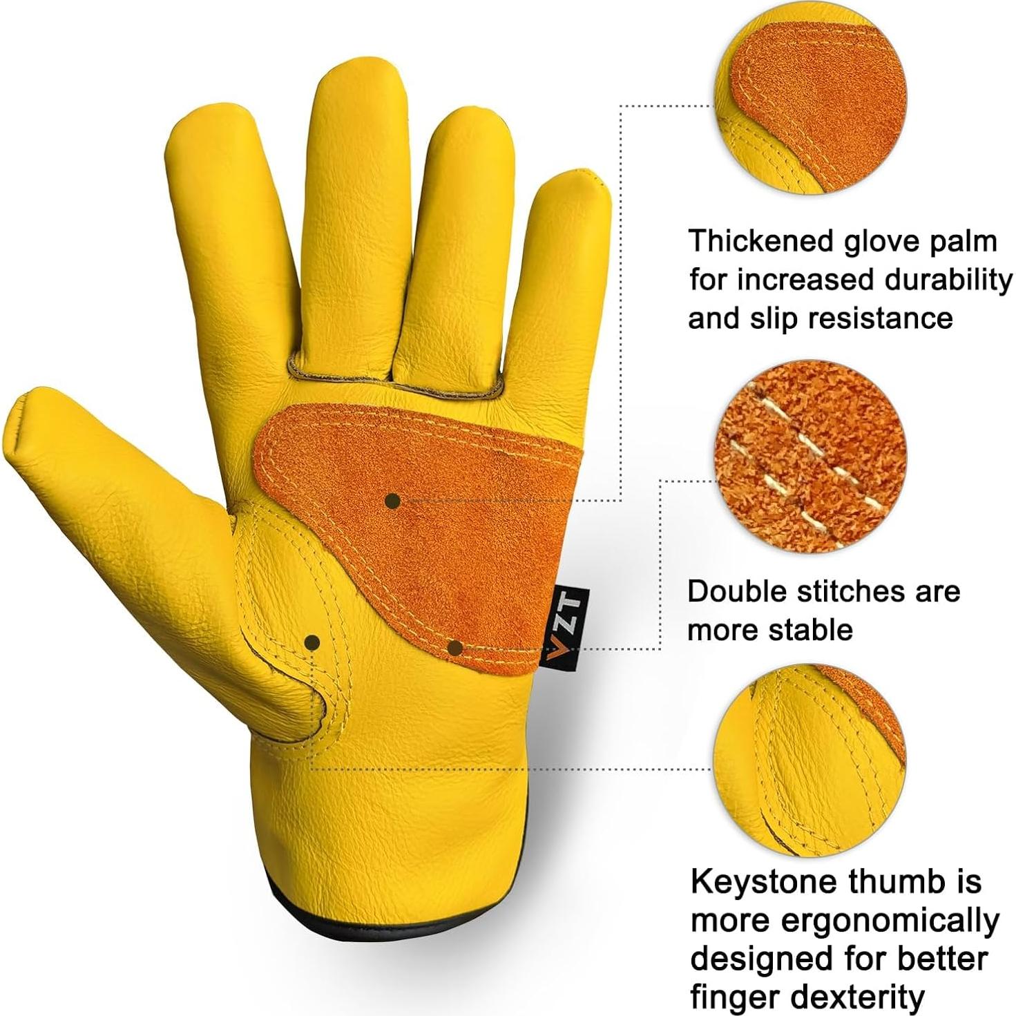 Guantes de Trabajo de Cuero Vaca Grano - 2 Paquetes XL