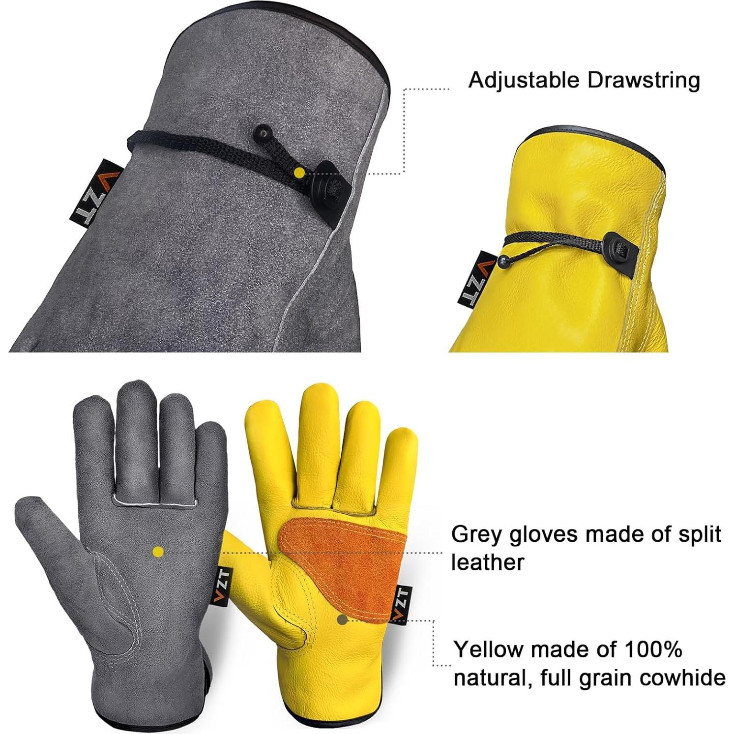 Guantes de Trabajo de Cuero Vaca Grano - 2 Paquetes XL