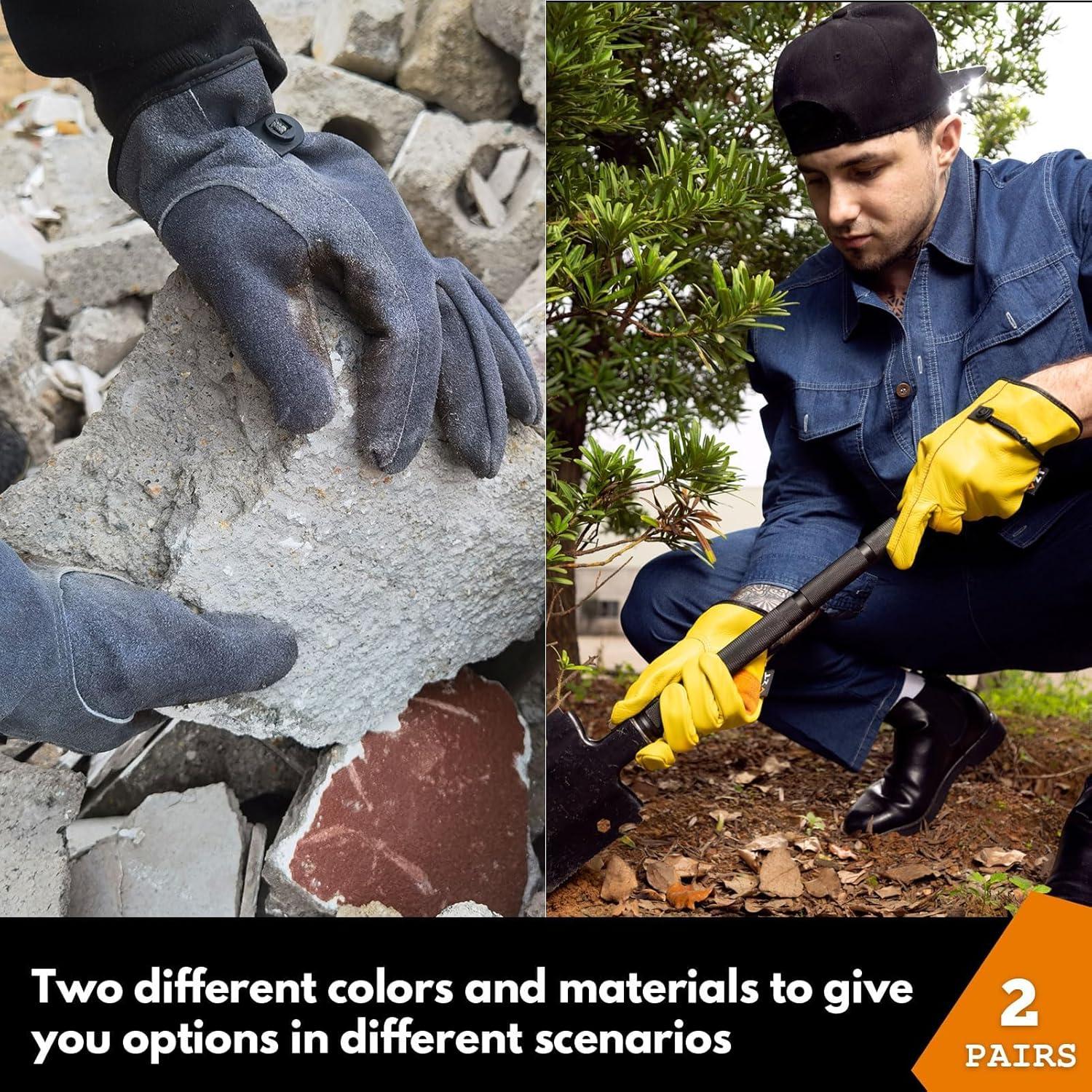 Guantes de Trabajo de Cuero Vaca Grano - 2 Paquetes XL