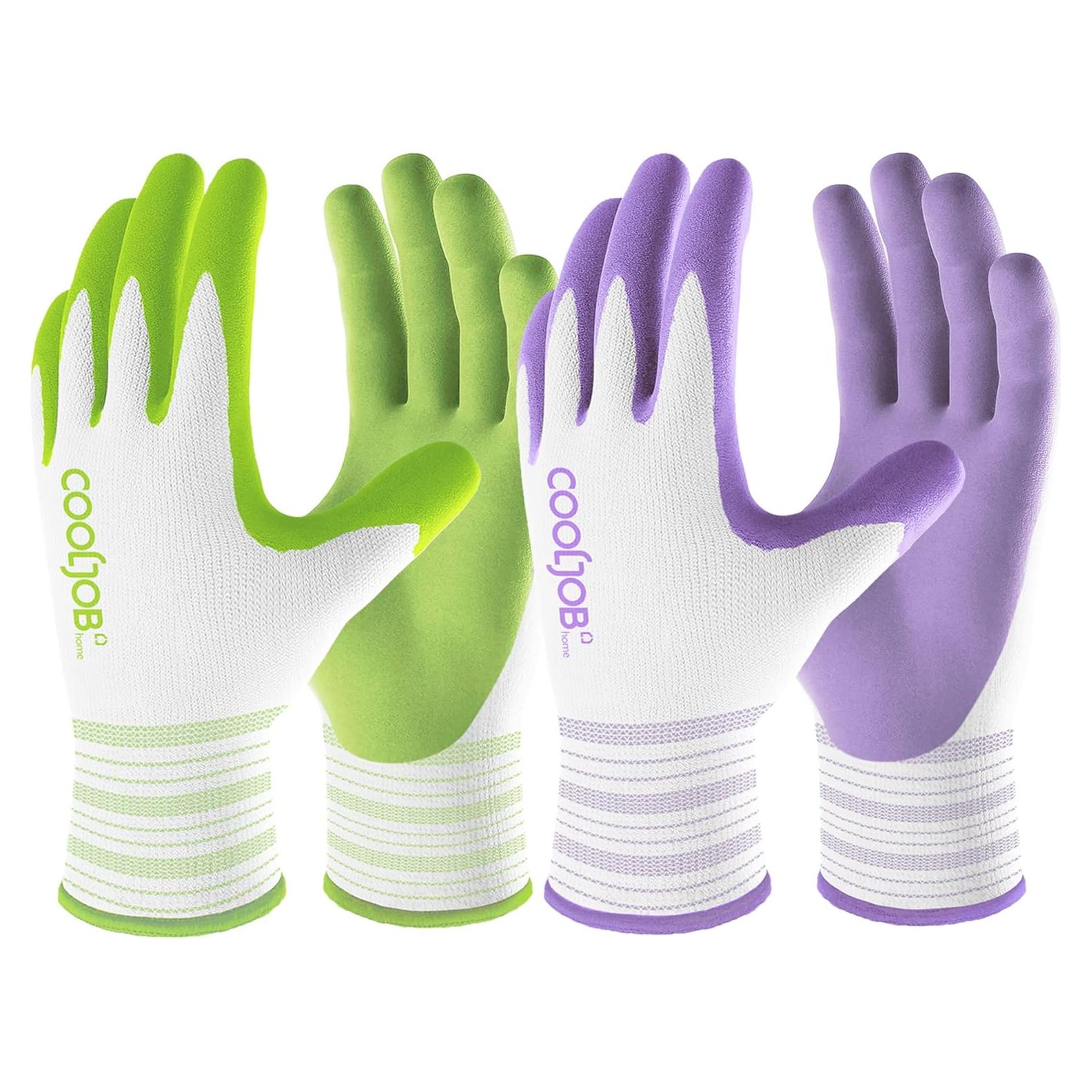 Guantes de Jardinería COOLJOB para Mujeres - 2 Pares Medianos
