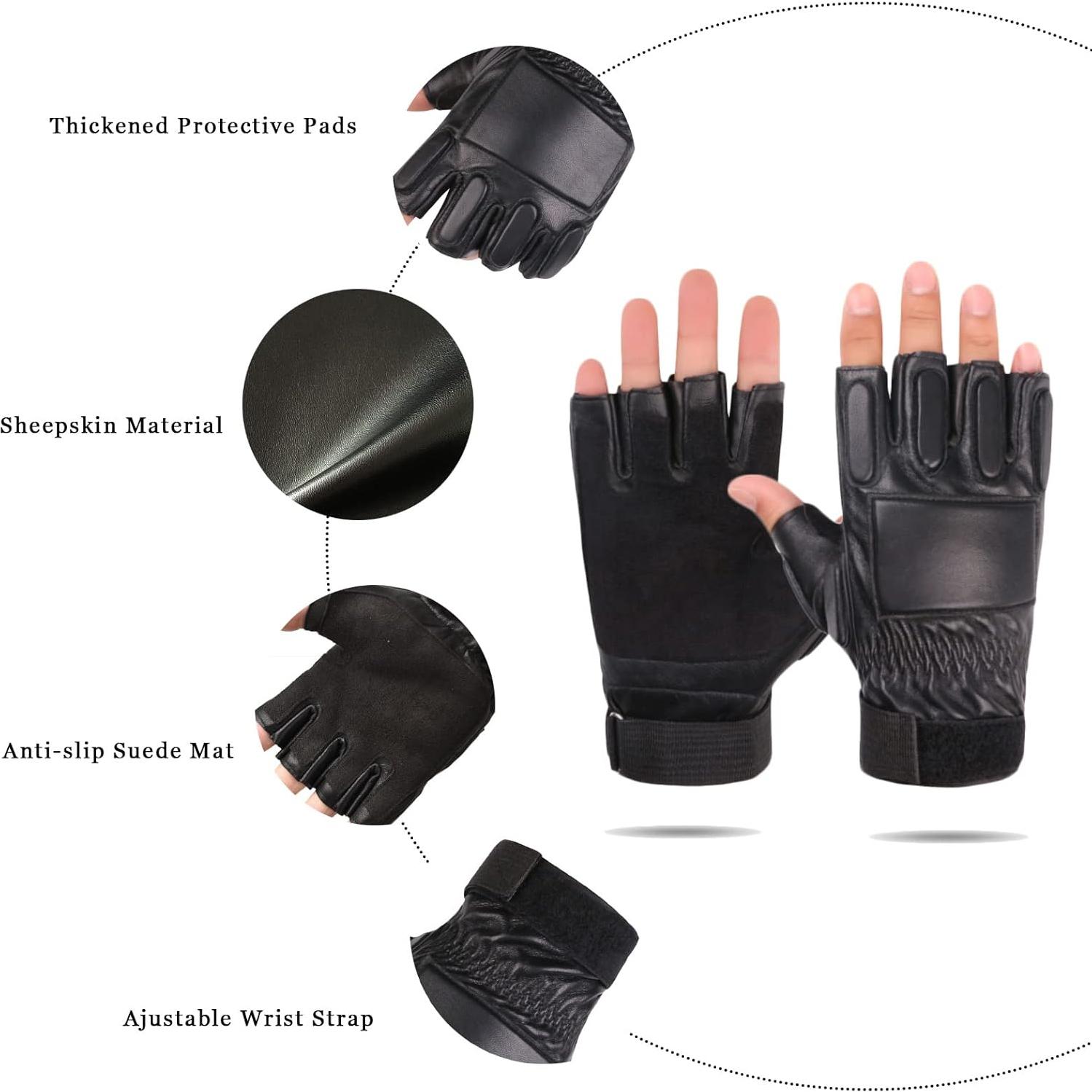 Guantes de Cuero Genuino para Hombre Long Keeper Mitad de Dedo