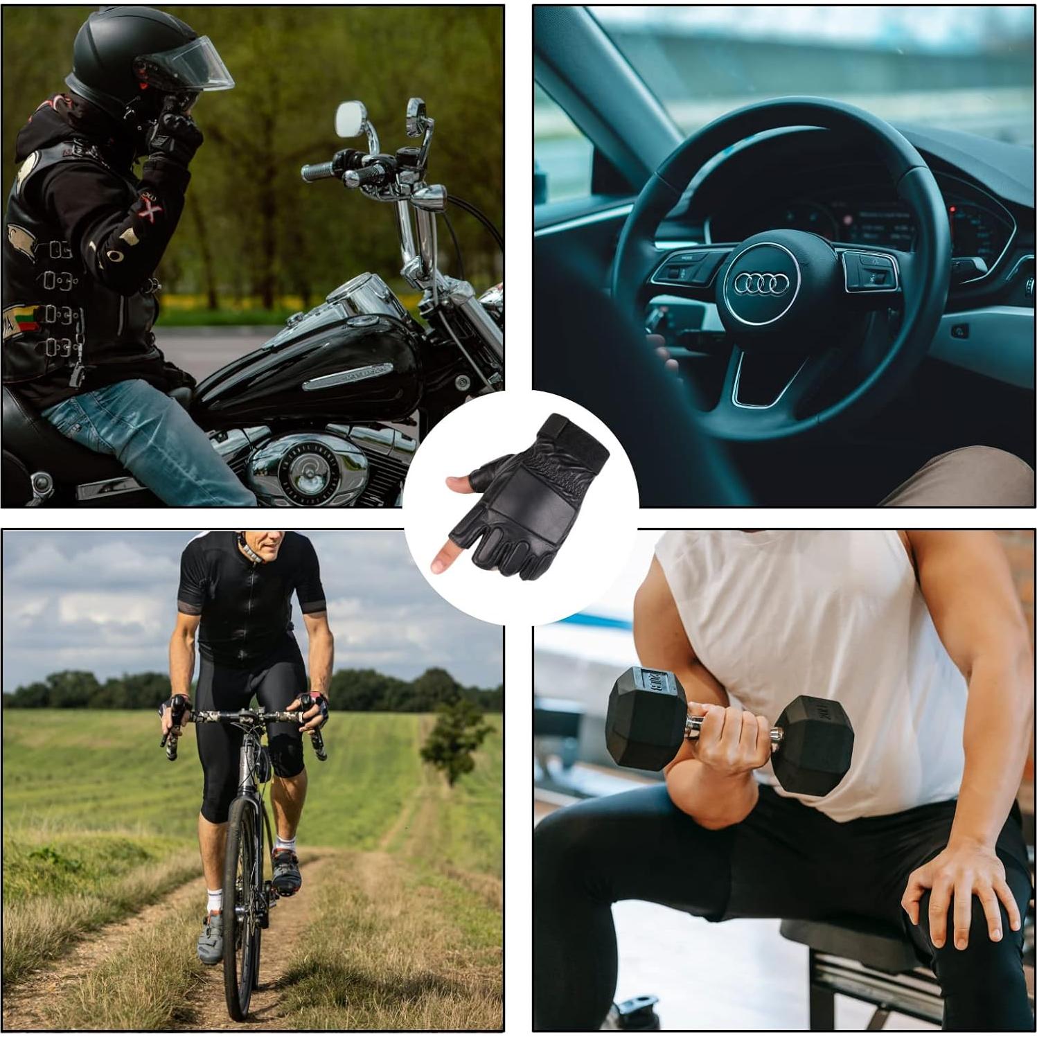 Guantes de Cuero Genuino para Hombre Long Keeper Mitad de Dedo