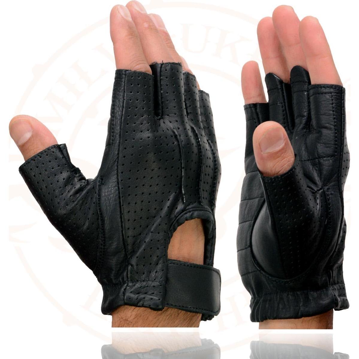 Guantes de Motocicleta Milwaukee SH357 de Cuero con Palma de Gel