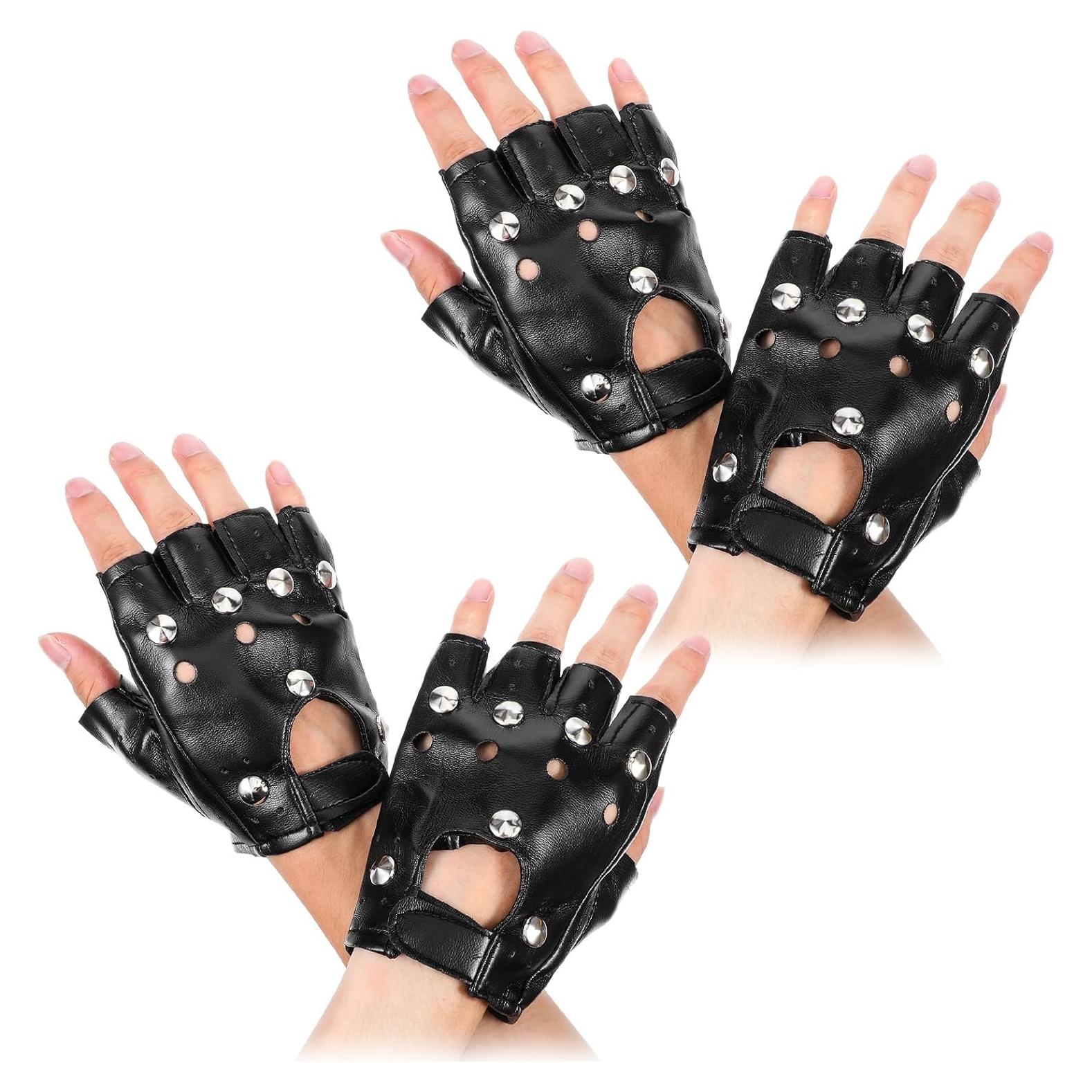 Guantes Steampunk de Cuero PU para Motocicleta - 2 Pares