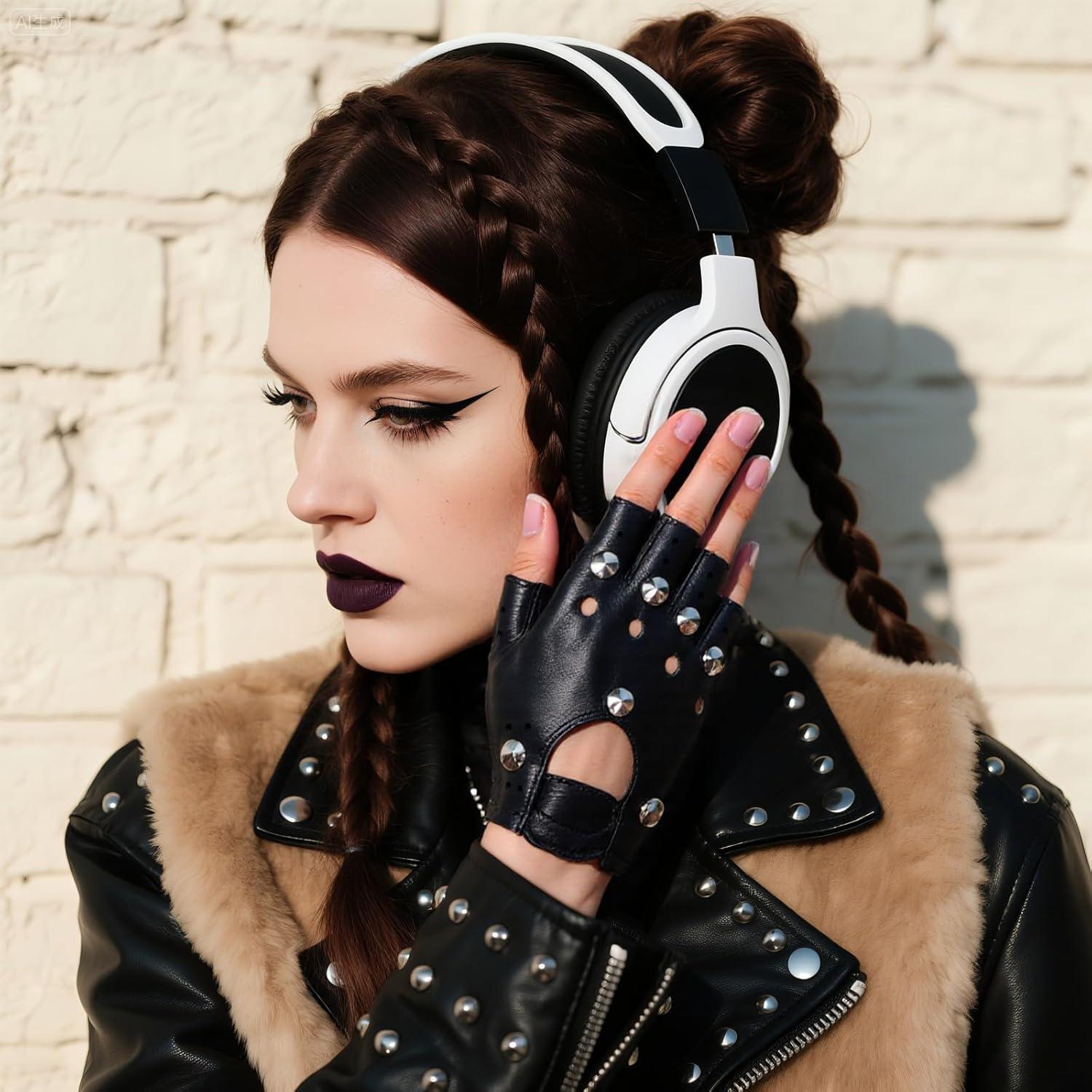 Guantes Steampunk de Cuero PU para Motocicleta - 2 Pares